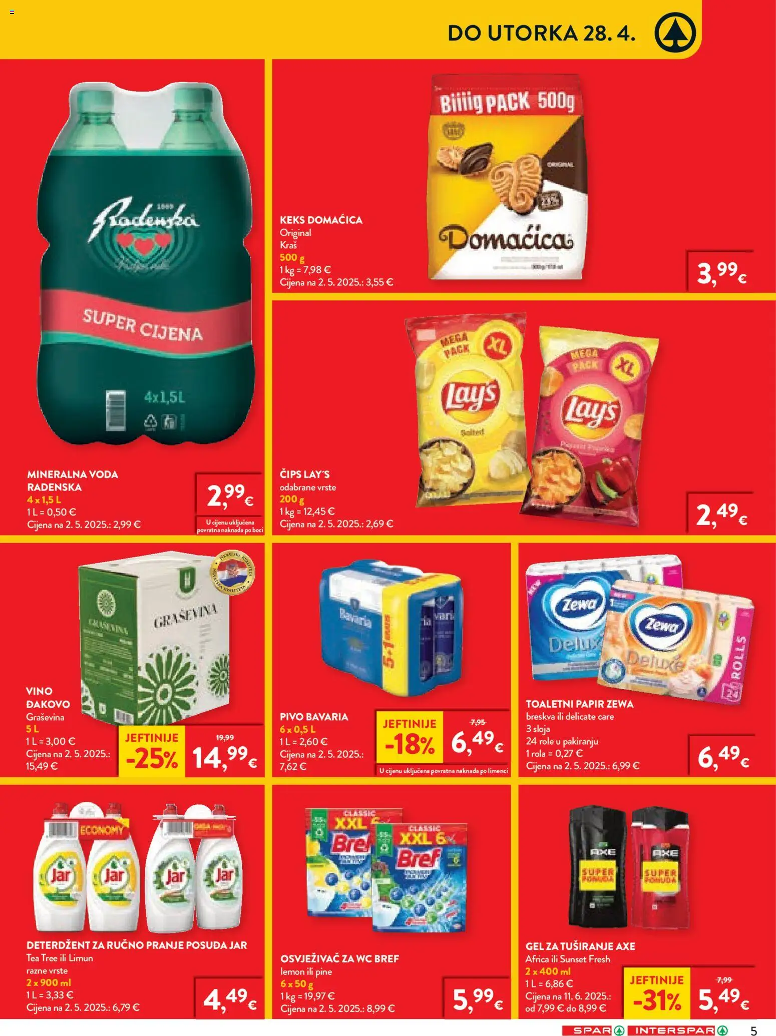 Spar katalog | vrijedi od 22.04.2026 | Stranica: 5 | Proizvodi: Gel za tuširanje, Vino, Pivo, Axe