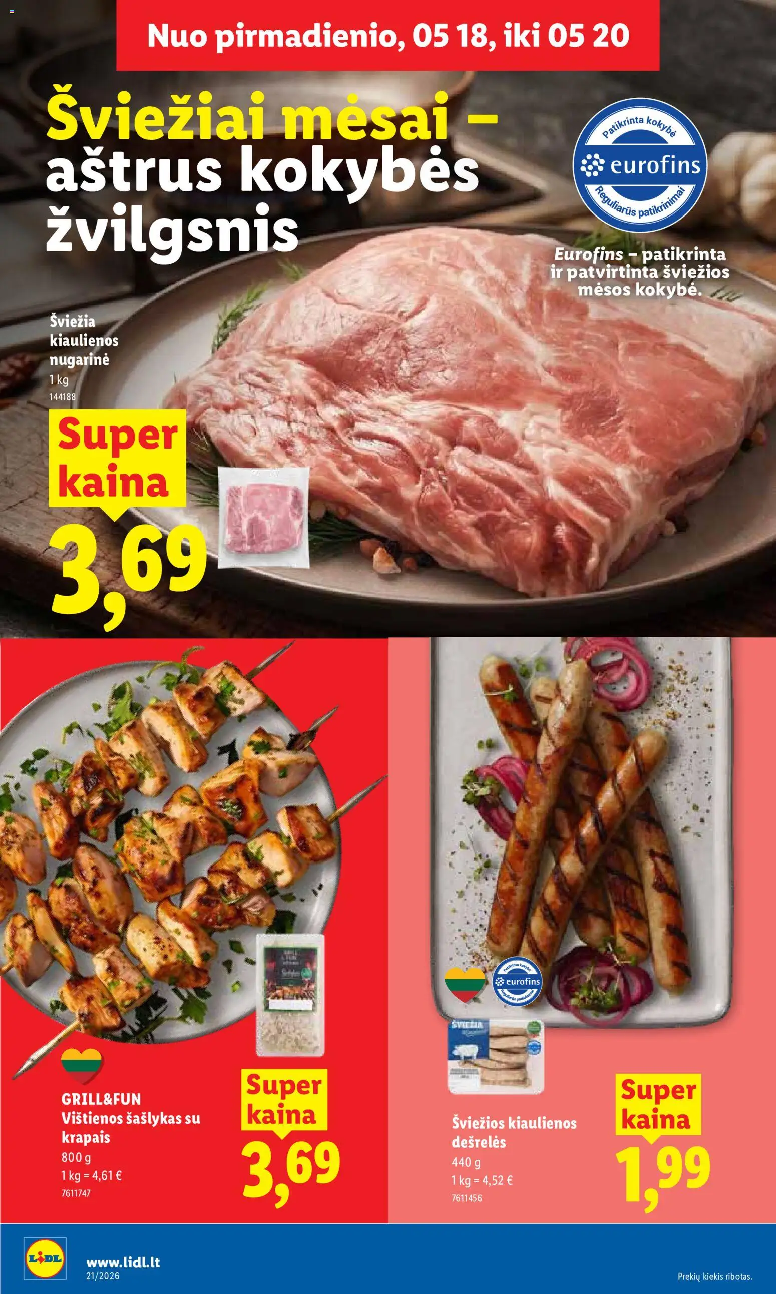 LIDL akcijos nuo 18.05.2026 | Puslapis: 10 | Prekių: Vištienos, Kiaulienos, Dešrelės