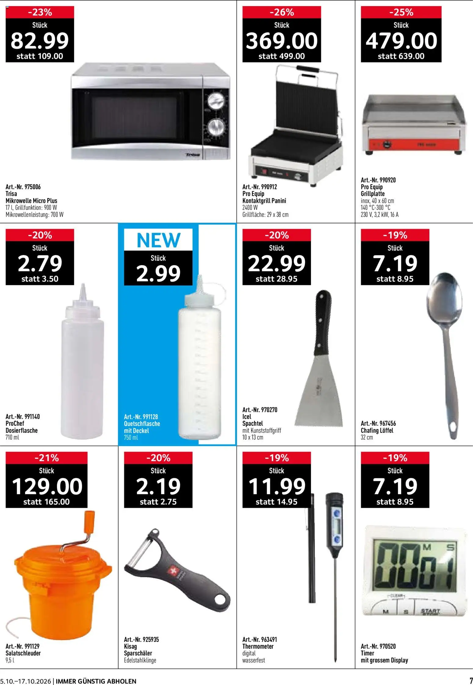 Prodega aktionen Gastronomie – gültig ab 05.10.2026 | Seite: 7 | Produkte: Deckel, Mikrowelle, Thermometer