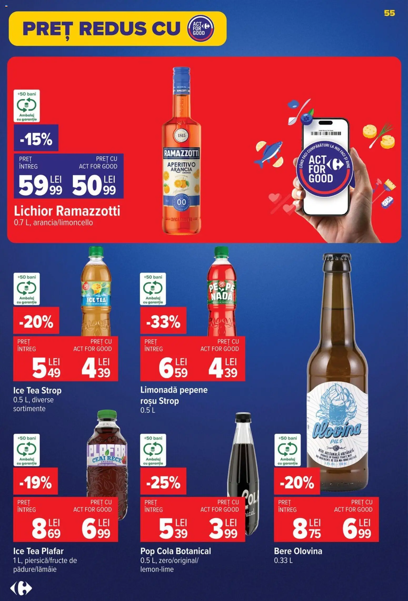 Noul catalog Carrefour – valabil de la 19.08.2026 | Pagină: 55 | Produse: Limonada, Lichior, Bere, Ceai
