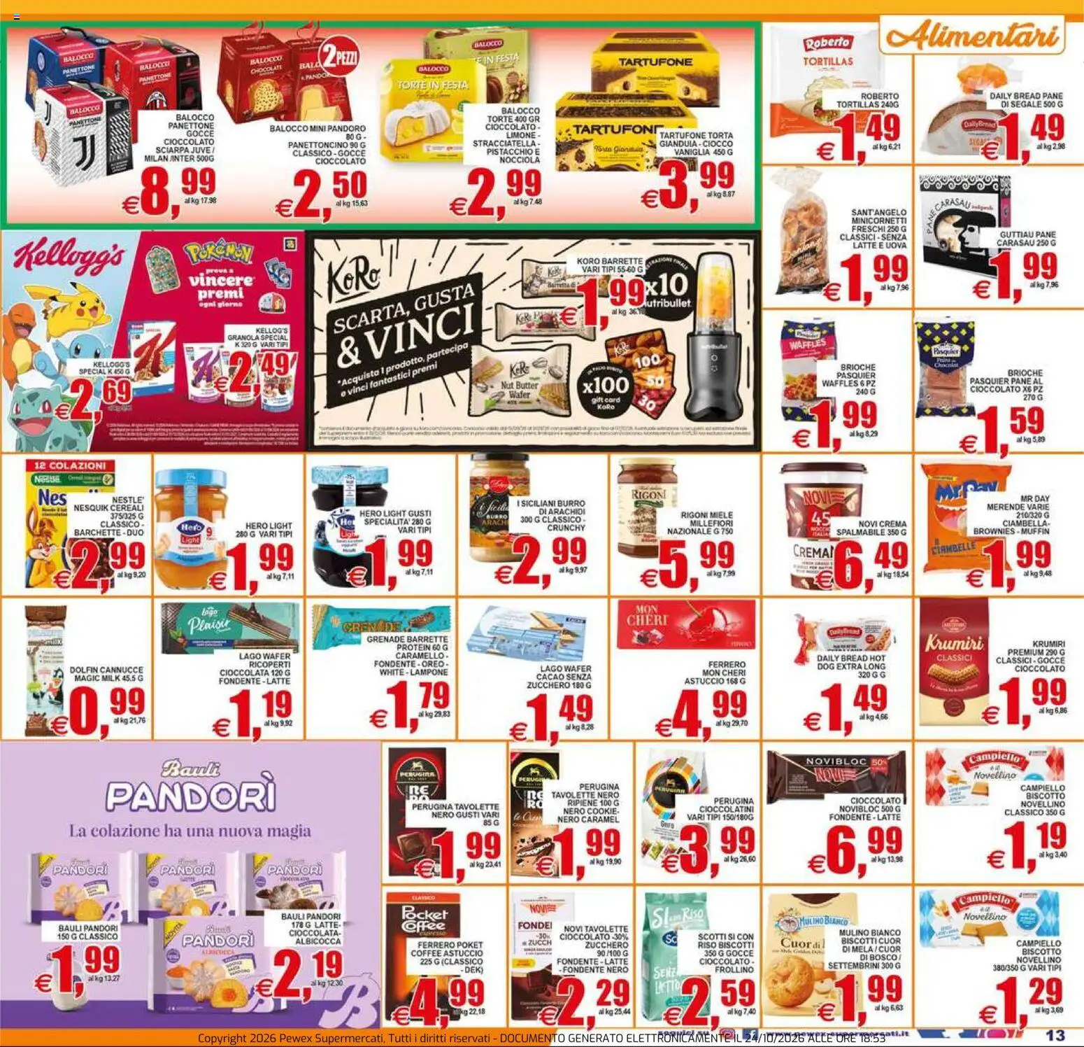 Volantino Pewex del 23/10/2026 | Pagina: 13 | Prodotti: Cioccolato, Biscotti, Limone, Torta