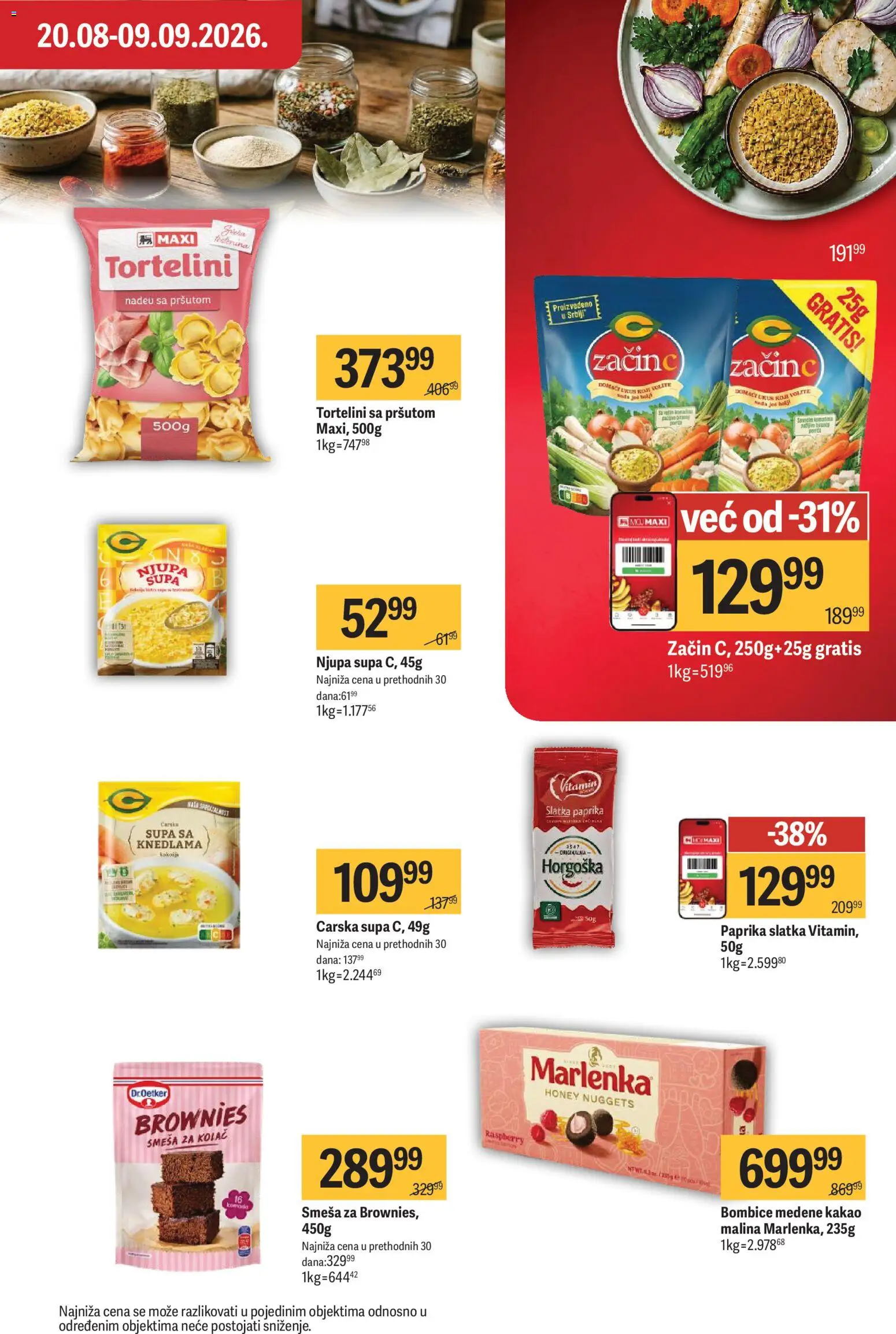 Maxi katalog - važi od 27.08.2026 | Strana: 20 | Proizvode: Brownies, Kolač, Paprika, Malina