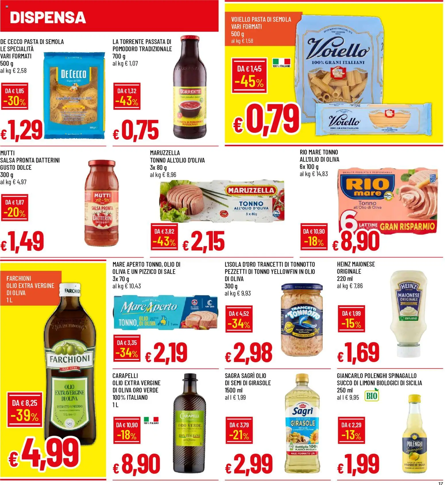 Volantino Galassia del 06/08/2026 | Pagina: 17 | Prodotti: De Cecco, Salsa, Olio extra vergine, Bottiglia
