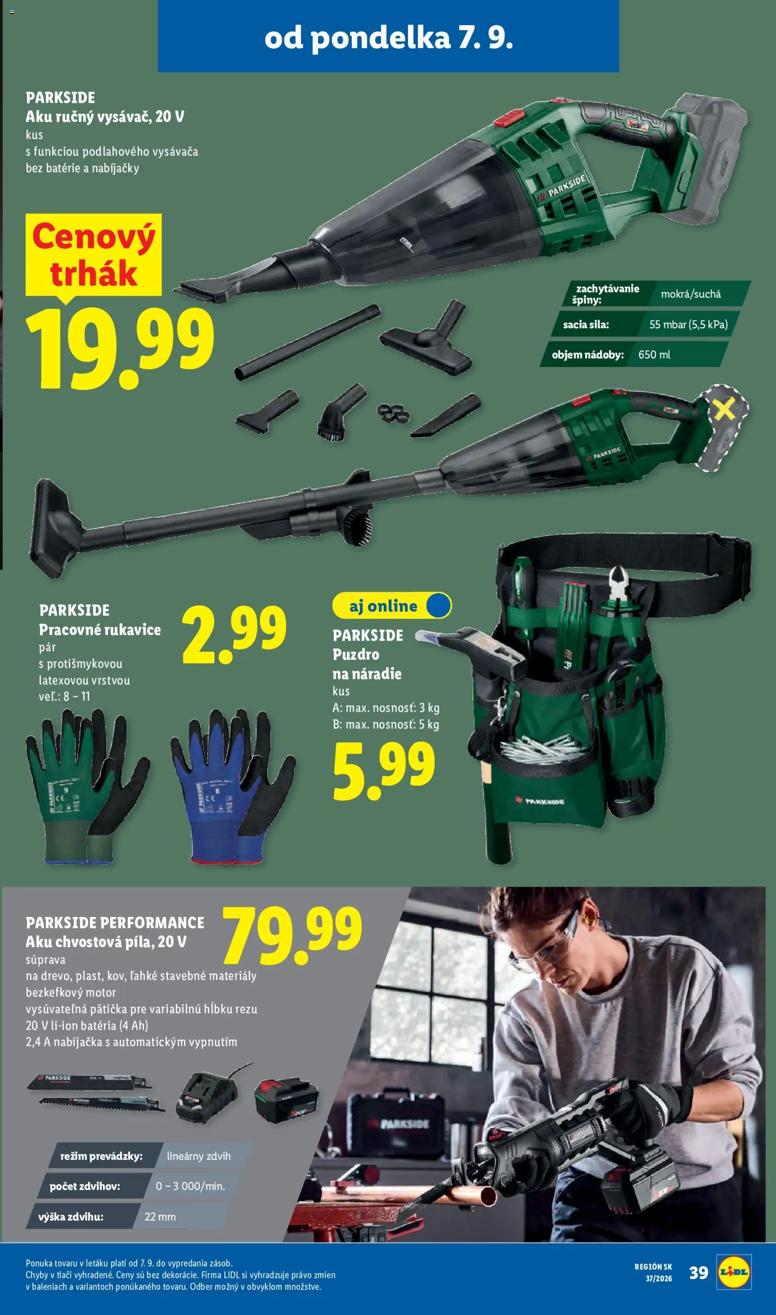 Nové Lidl akcie – leták je platný od 07.09.2026 | Strana: 55 | Produkty: Náradie, Nabíjačka, Aku, Parkside