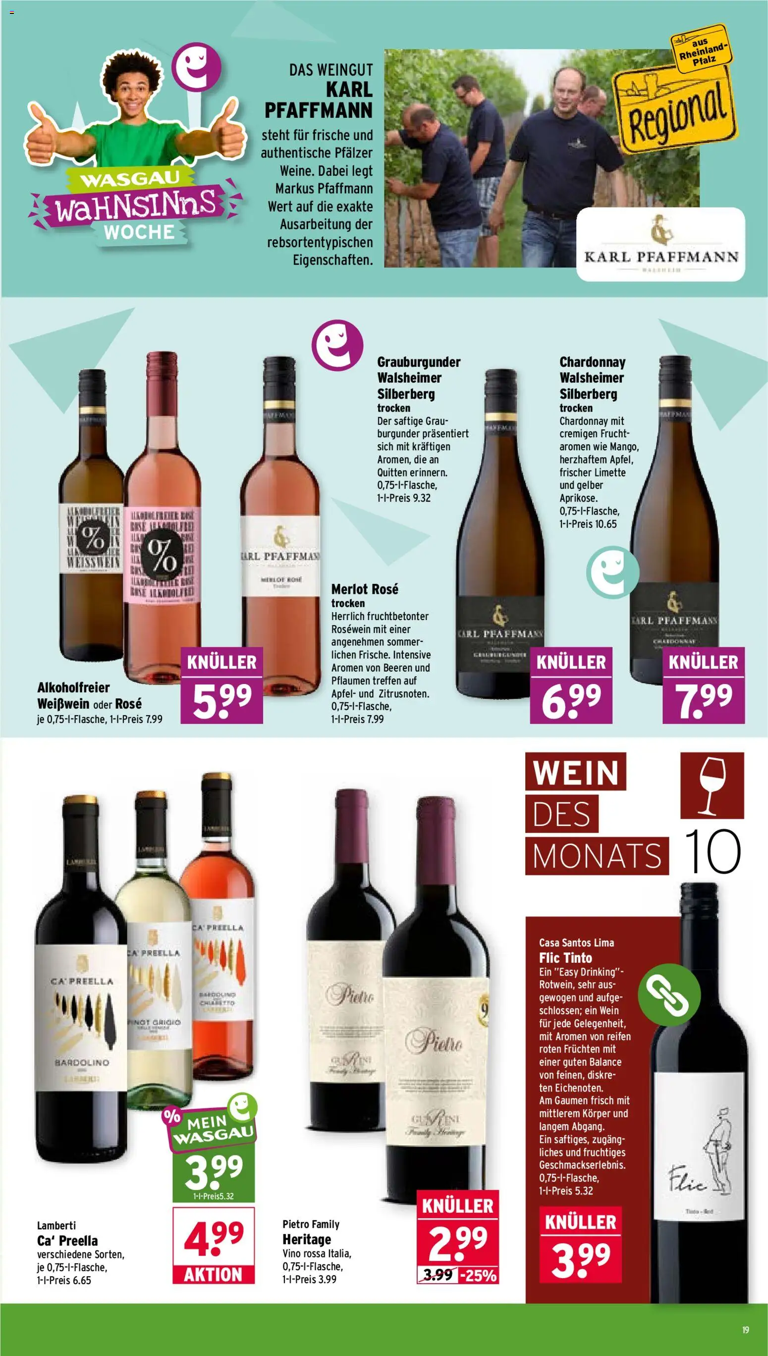 Wasgau Prospekt – gültig ab 28.09.2026 | Seite: 19 | Produkte: Rosewein, Merlot, Äpfel, Wein