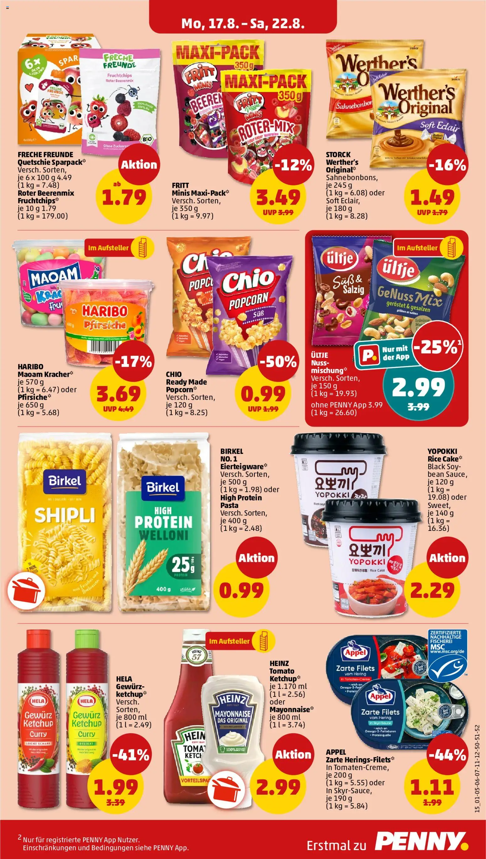 Penny Prospekt – gültig ab 17.08.2026 | Seite: 21 | Produkte: Hering, Haribo, Mayonnaise, Popcorn