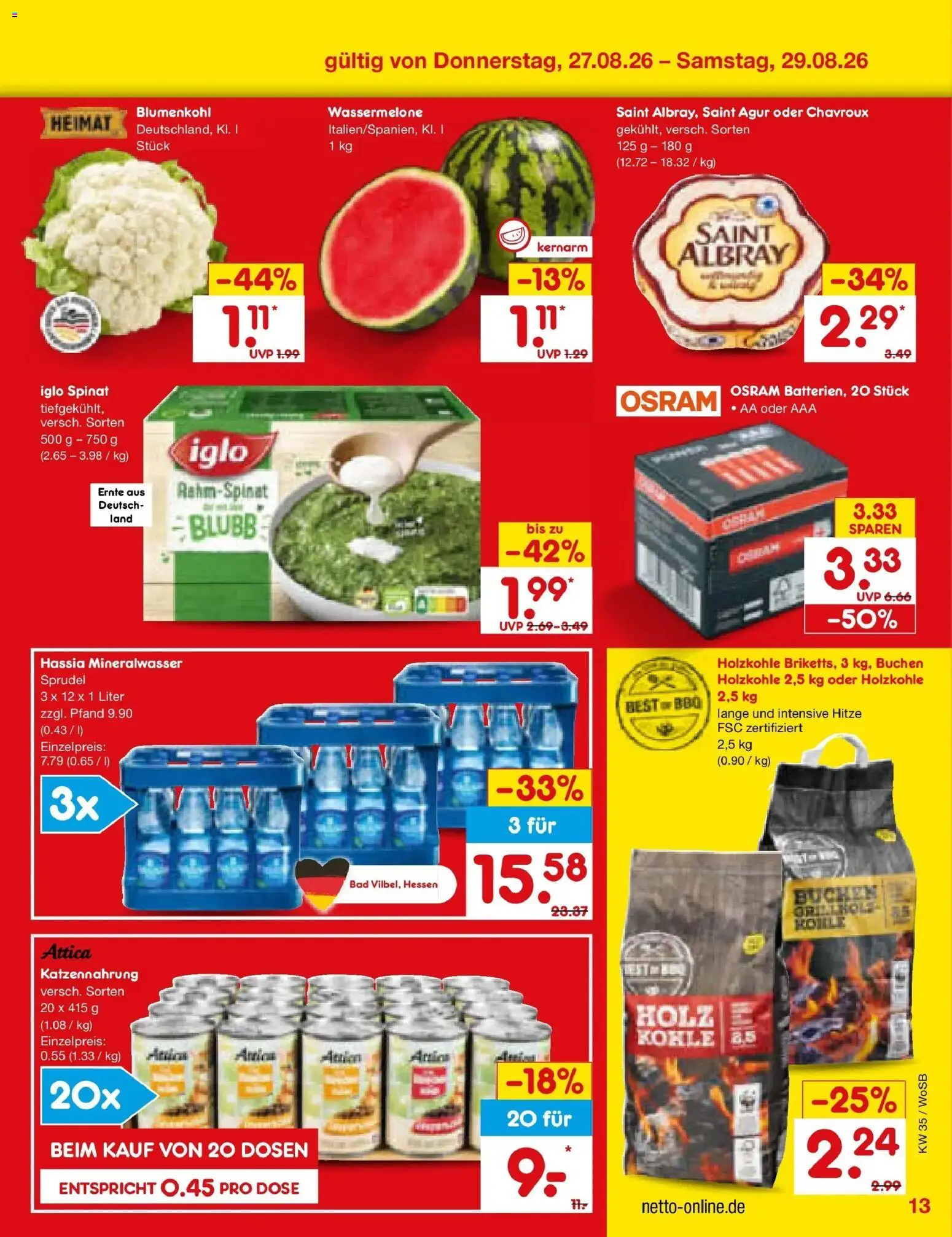 Netto Marken-Discount Prospekt Ludwigshafen-Edigheim (ab 24.08.2026) » Angebote | Seite: 47 | Produkte: Iglo, Bad, Mineralwasser, Wassermelone