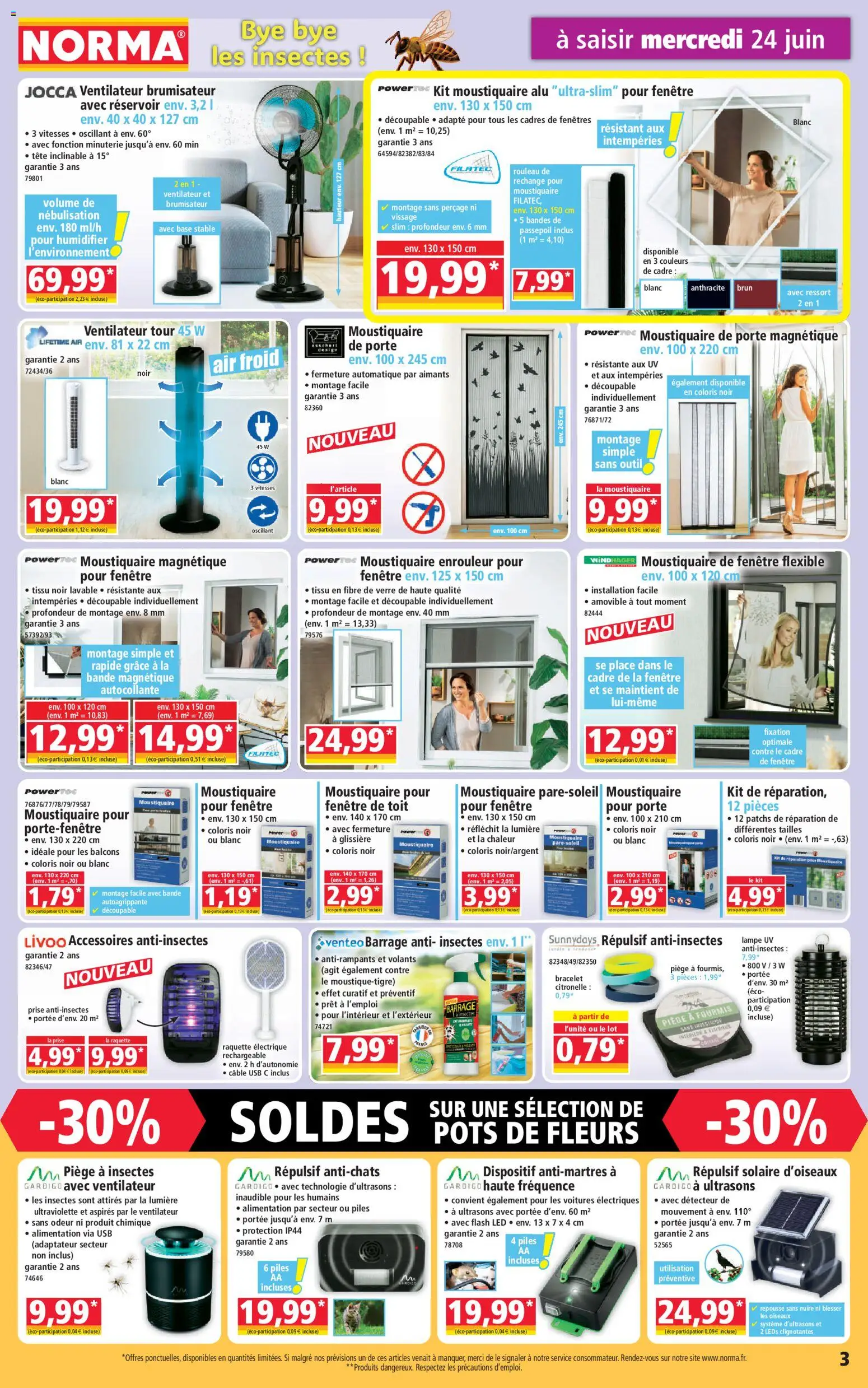 {H1} | Page: 3 | Produits: Base, Porte, Moustiquaire de Porte, Piles