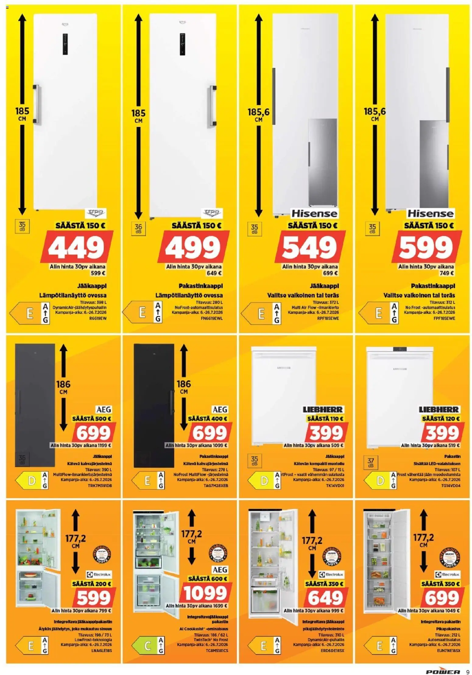 Power tarjoukset – voimassa 13/07/2026 alkaen | Sivu: 9 | Tuotteet: Pakastin