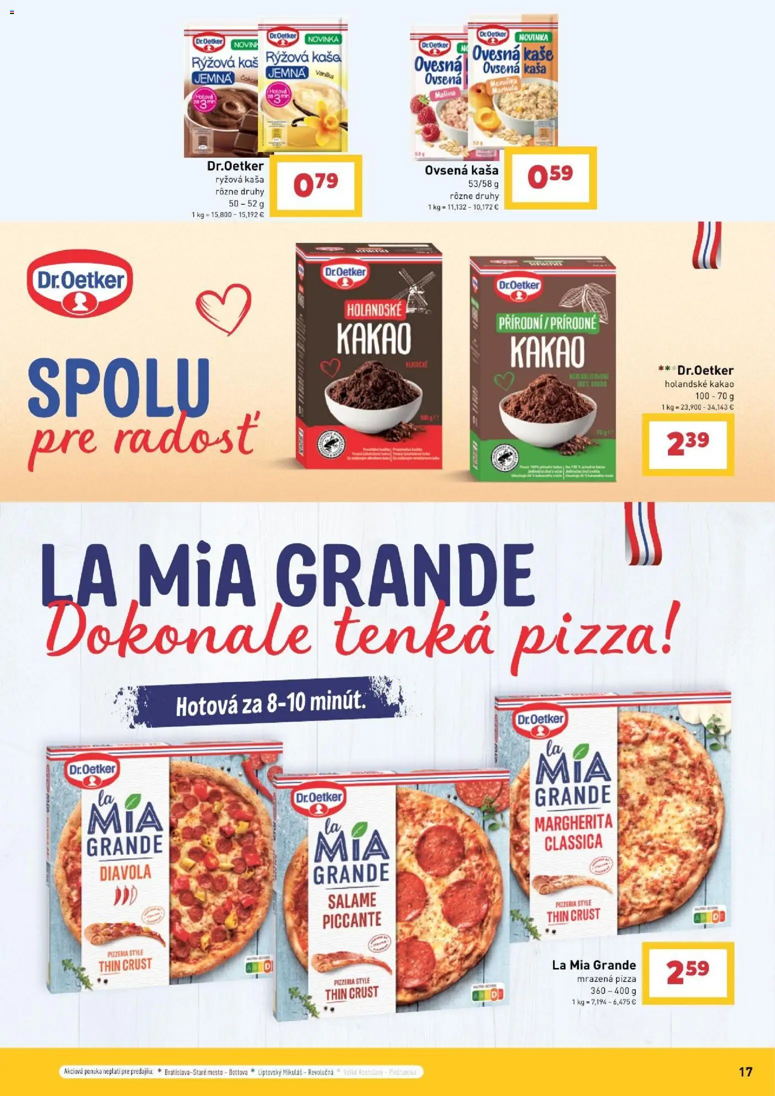 Nové Billa akcie – leták je platný od 30.09.2026 | Strana: 17 | Produkty: Ovsená kaša, Kaša, Mrazená pizza, Kakao