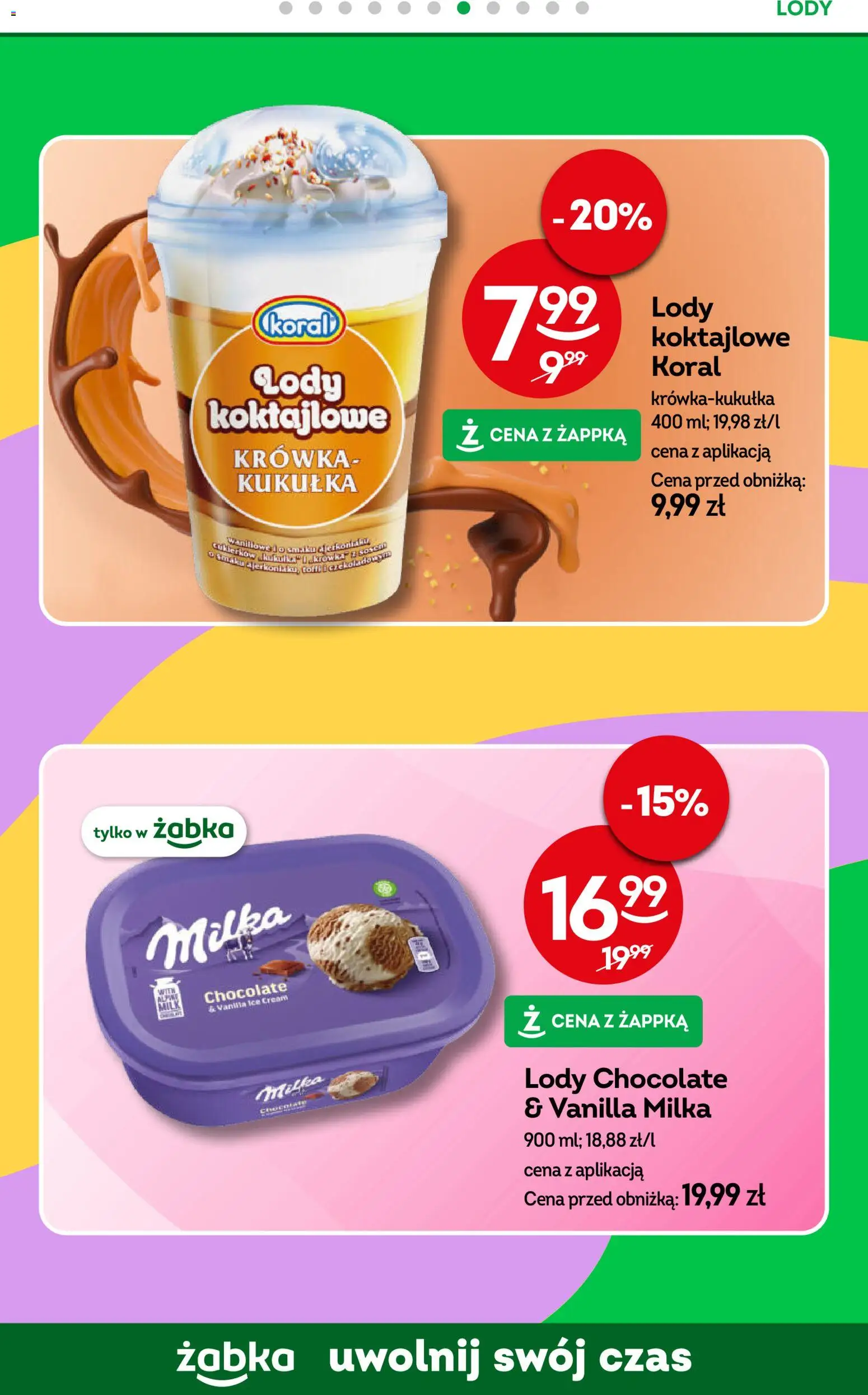 Żabka gazetka od 29.07.2026 | Strona: 54 | Produkty: Krowka, Milka, Lody koral, Lody