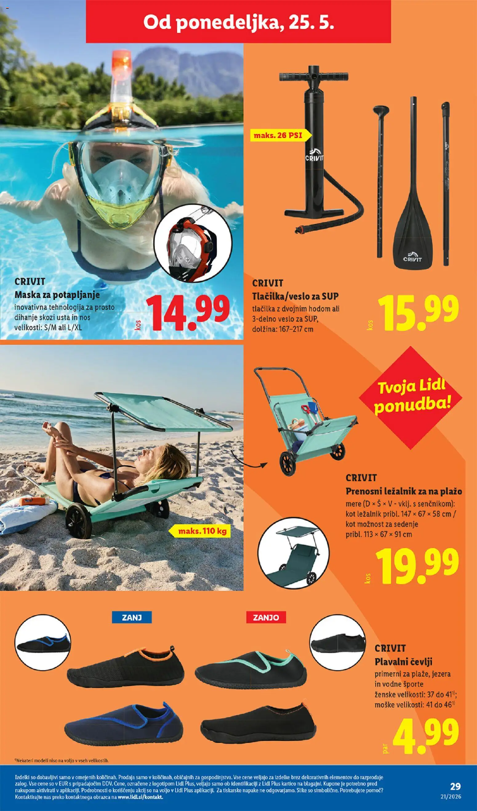 Novi Lidl katalog ponudbe – veljaven od 21.05.2026 | Stran: 55 | Izdelki: Sup, Ležalnik, Maska, Cevlji