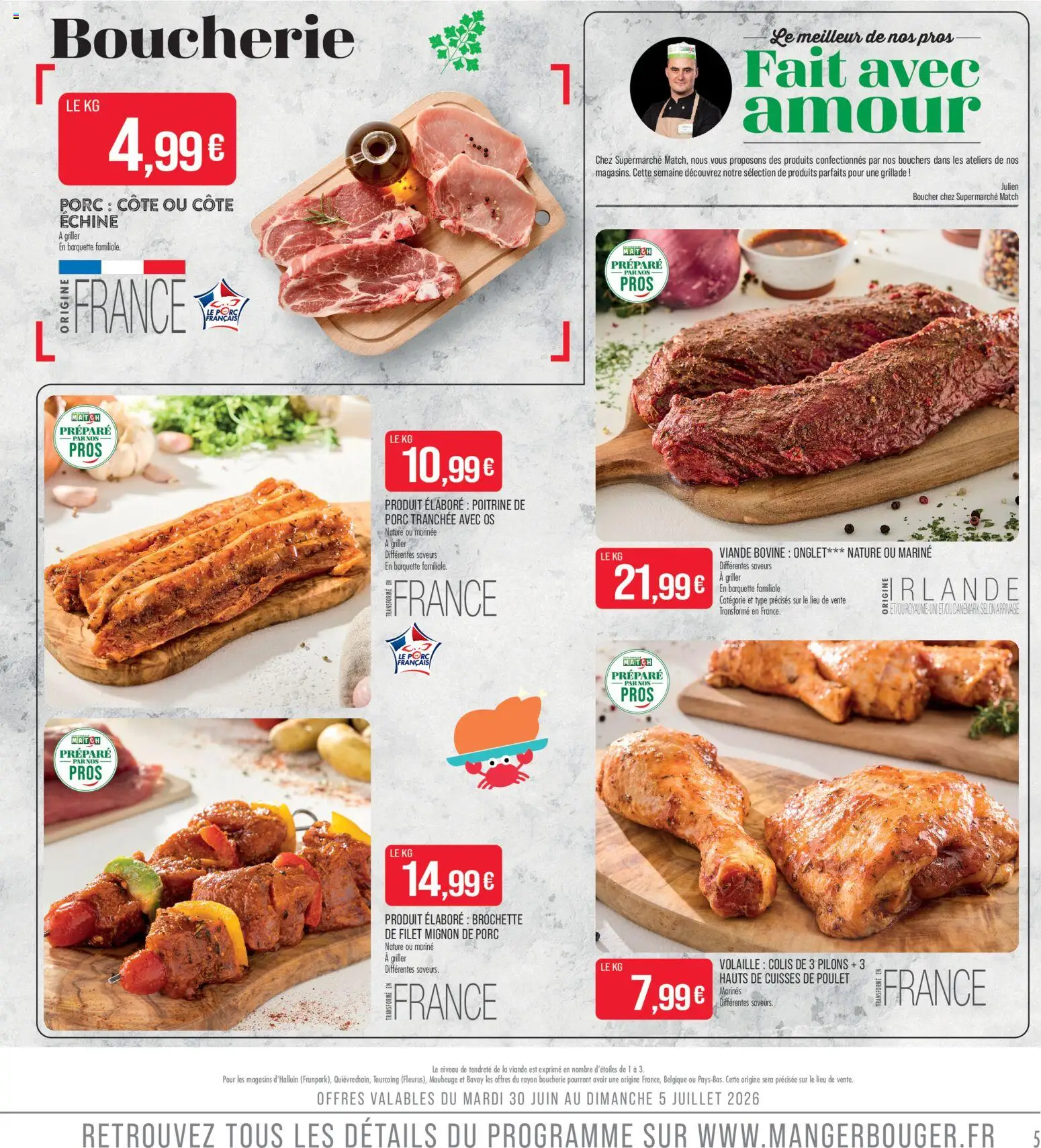 {H1} | Page: 5 | Produits: Cuisses de poulet, Poitrine de porc, Viande, Viande bovine