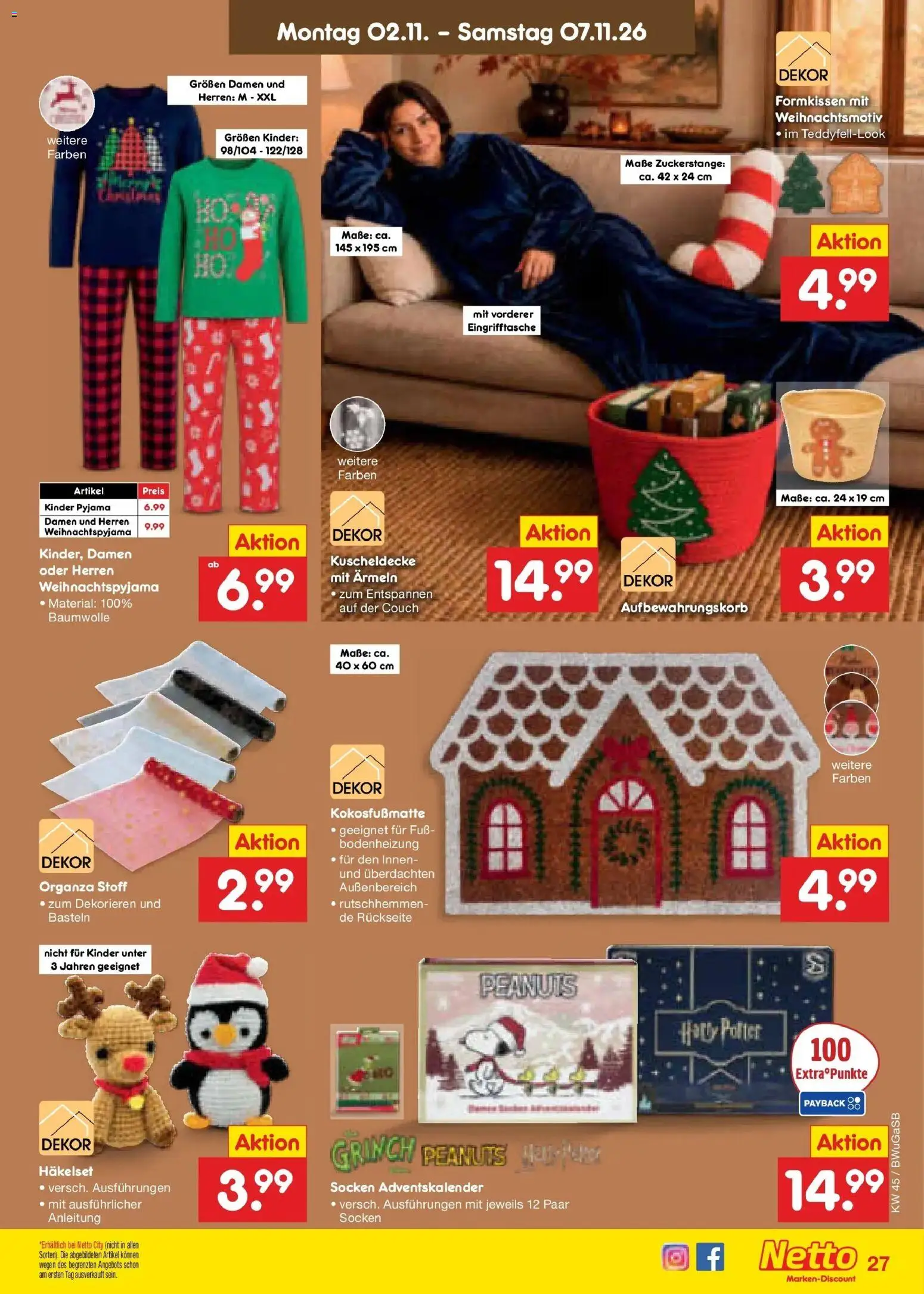 Netto Marken-Discount Prospekt Oldenburg – gültig ab 02.11.2026 | Seite: 39 | Produkte: Couch, Socken, Pyjama