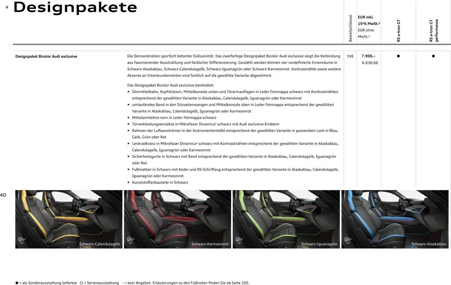 Audi  RS e-tron GT / RS e-tron GT performance – gültig ab 28.10.2025 | Seite: 40