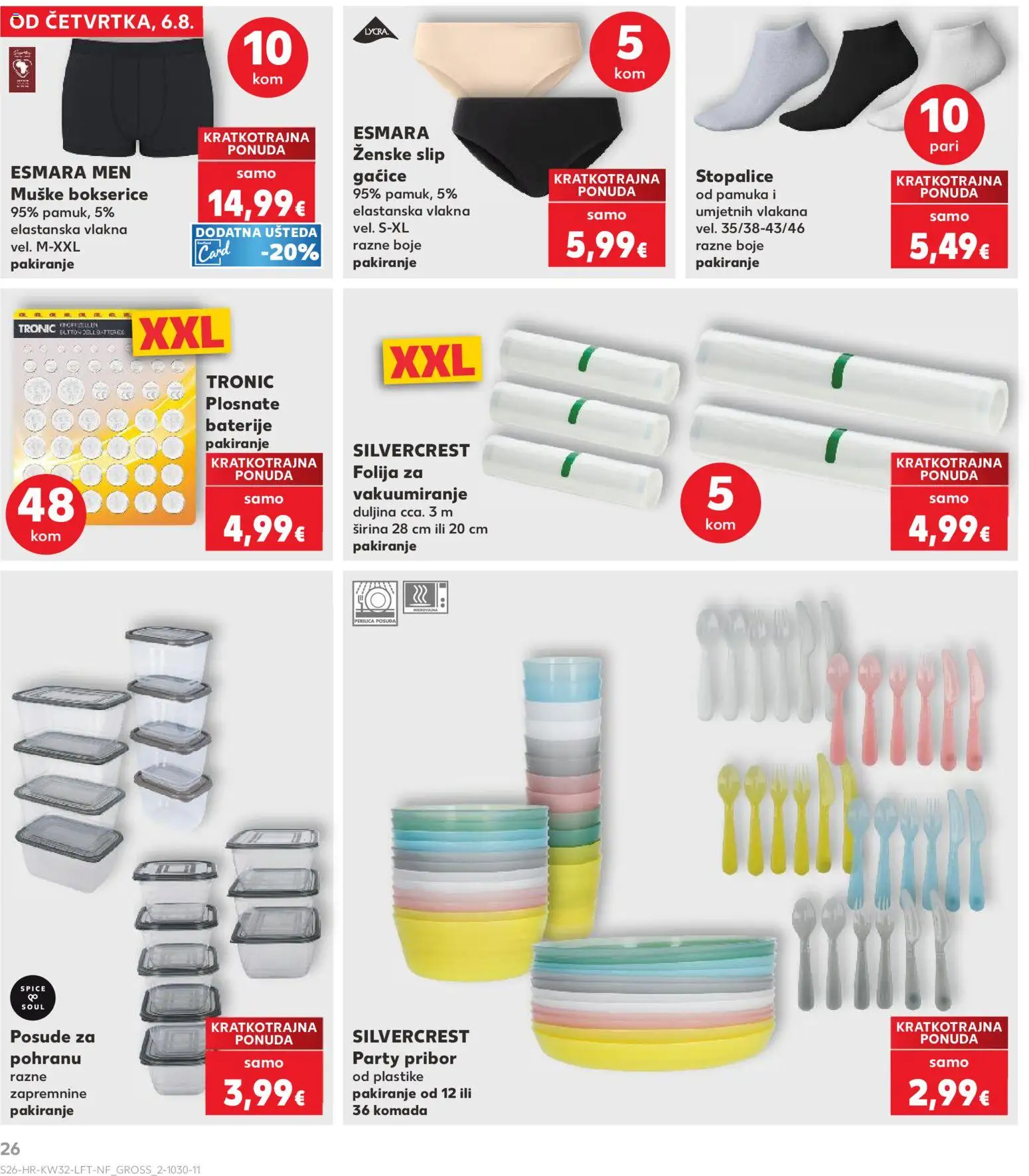 Kaufland katalog | vrijedi od 06.08.2026 | Stranica: 26 | Proizvodi: Perilica posuđa, Gaćice, Bokserice, Baterije