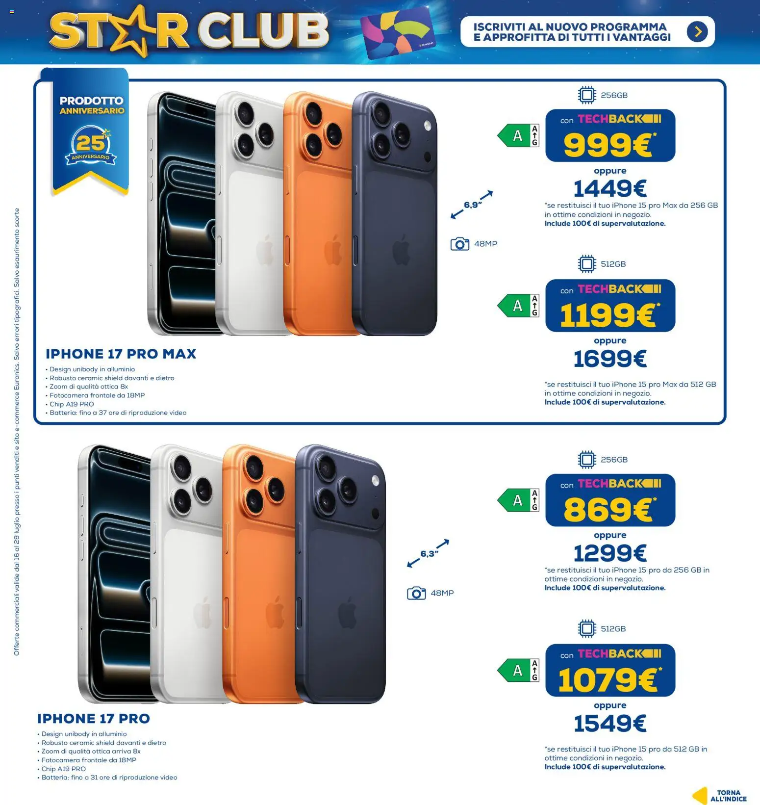 Volantino Euronics del 16/07/2026 | Pagina: 5 | Prodotti: Iphone, Video, Alluminio, Batteria