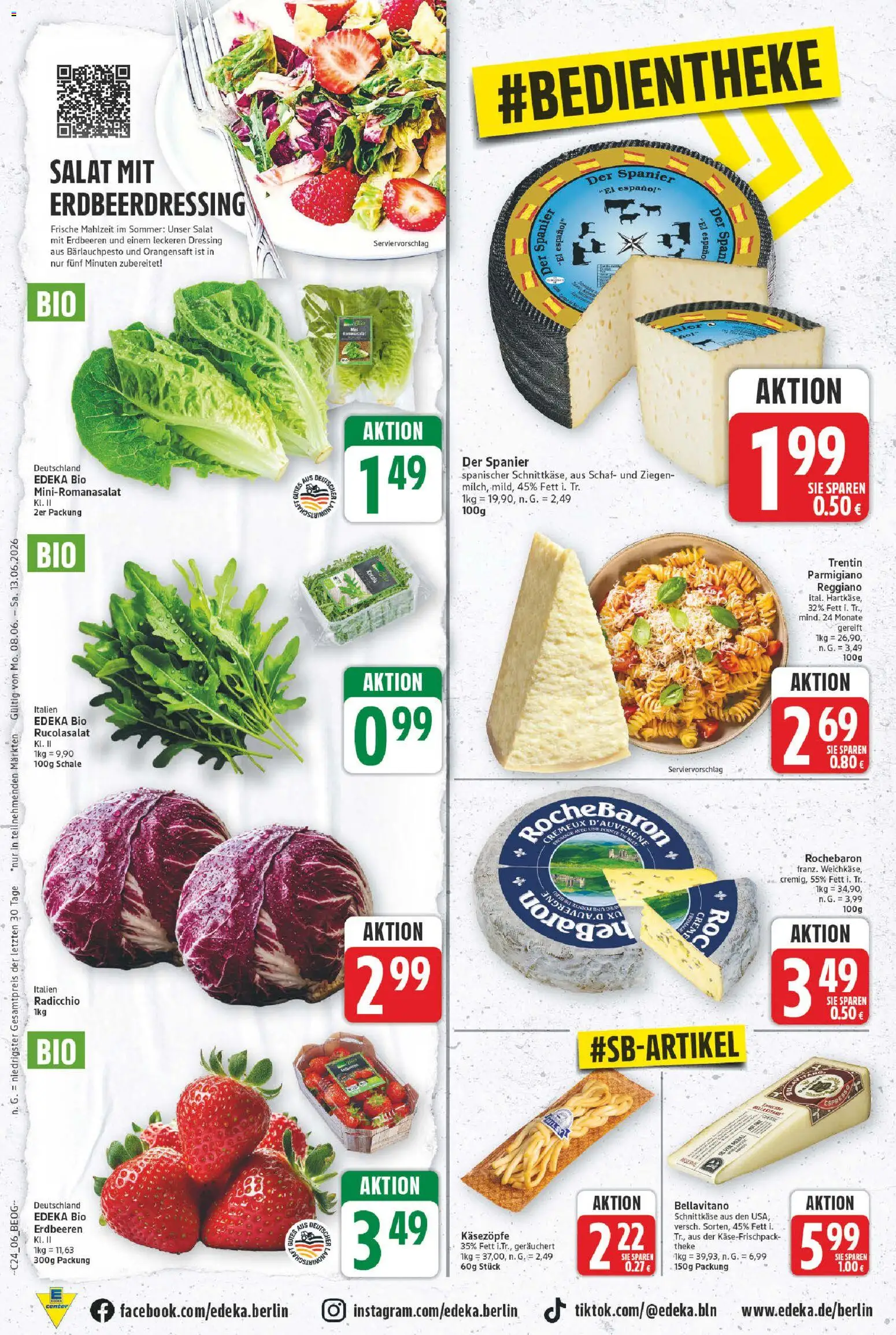 E center Prospekt – gültig ab 08.06.2026 | Seite: 6 | Produkte: Theke, Creme, Erdbeeren, Salat