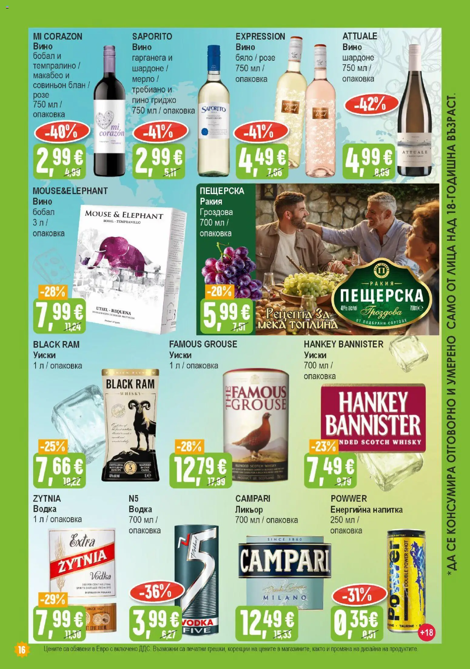 {H1} | Страница: 16 | Продукти: Водка, Енергийна напитка, Напитка, Ракия