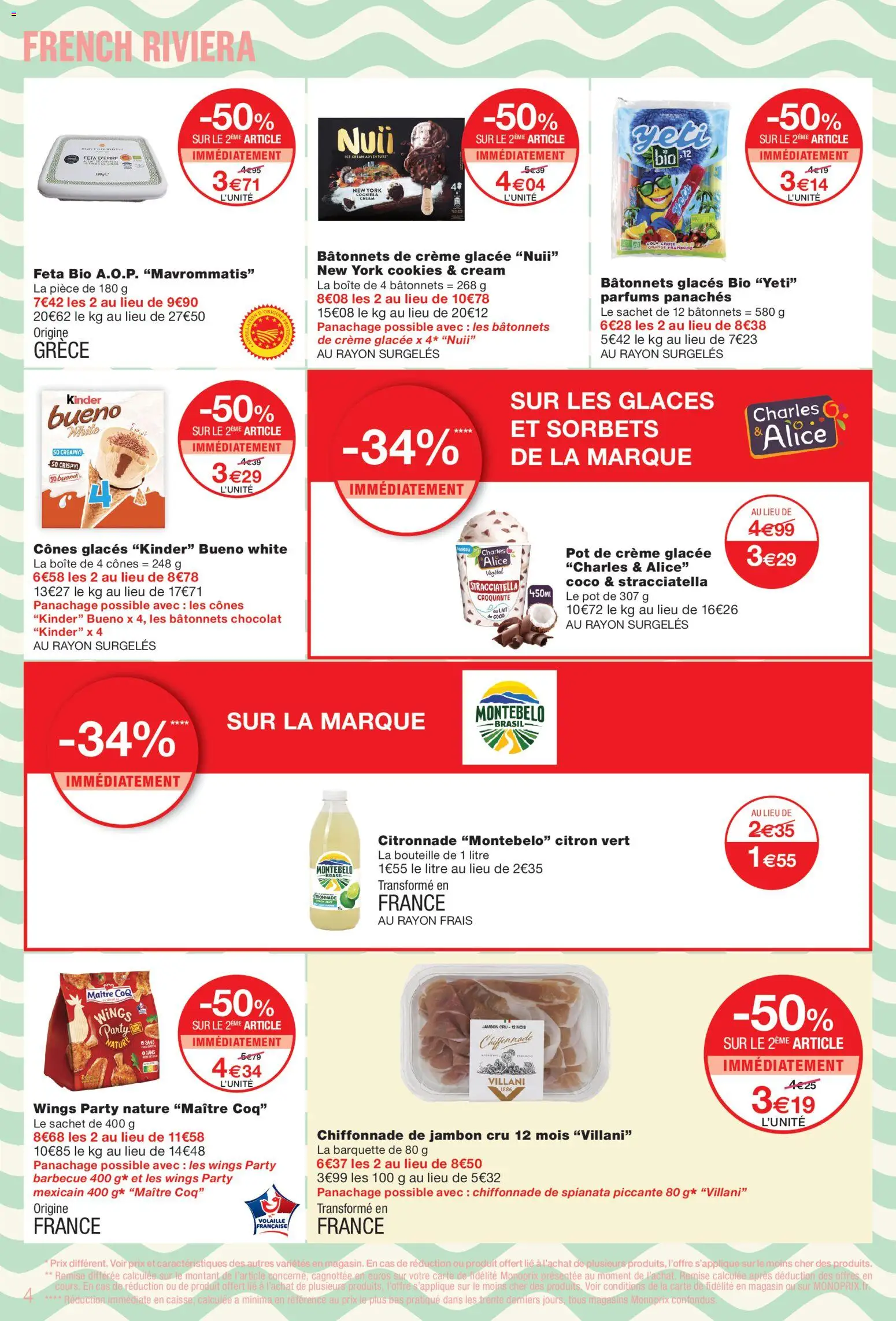 {H1} | Page: 4 | Produits: Glaces, Citron, Feta, Volaille