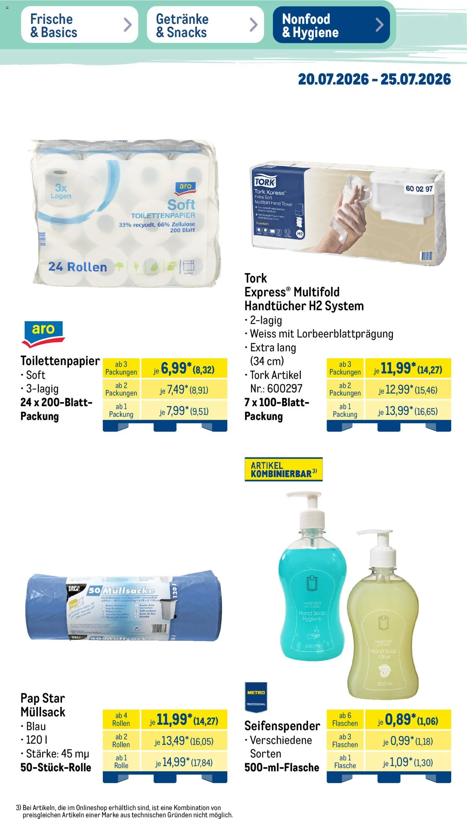 Metro Prospekt – gültig ab 20.07.2026 | Seite: 50 | Produkte: Seifenspender, Zitrone, Toilettenpapier