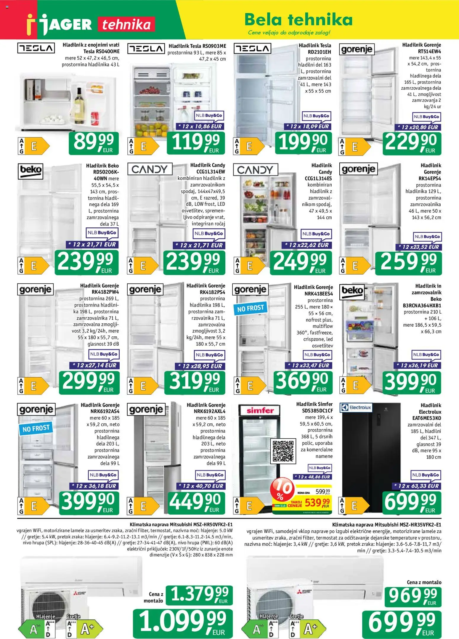 Novi Jager katalog ponudbe – veljaven od 20.05.2026 | Stran: 13 | Izdelki: Klimatska naprava, Hladilnik, Zamrzovalnik, Termostat