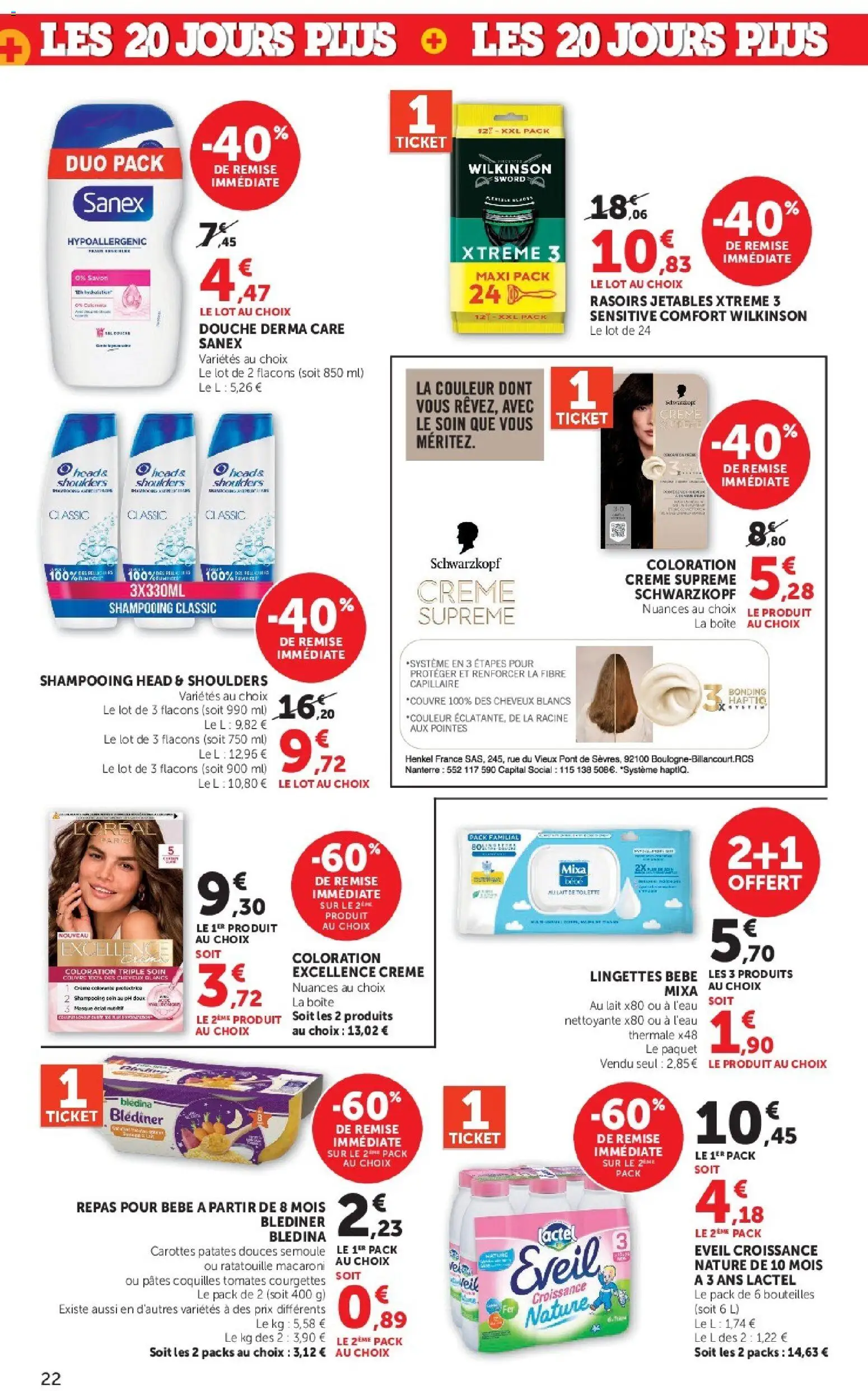 {H1} | Page: 22 | Produits: Carottes, Lait, Pâtes, Crème