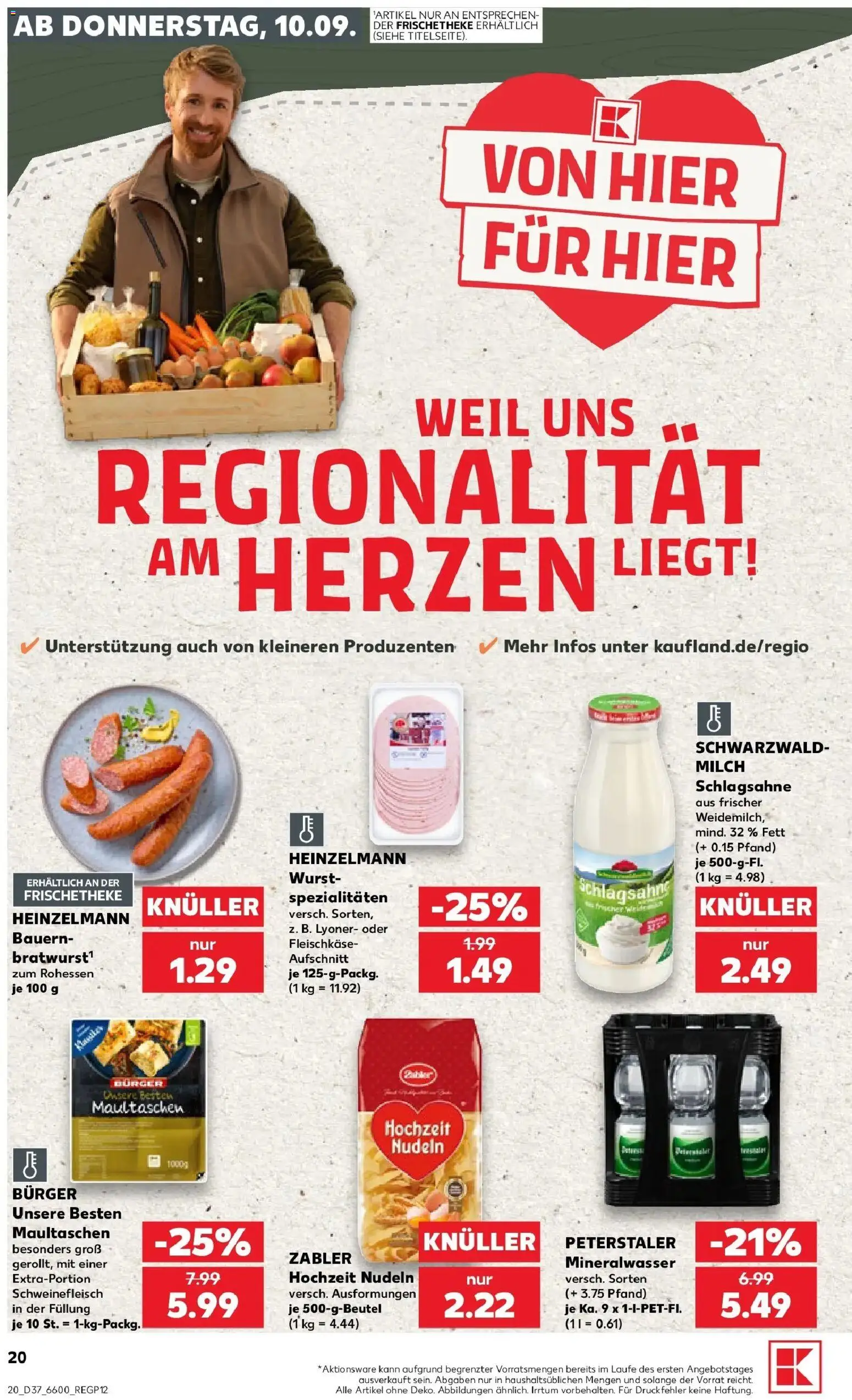 Prospekt Kaufland ab 10.09.2026 » Angebote Online zum Blättern | Seite: 20 | Produkte: Milch, Spezialitäten, Wurst, Nudeln
