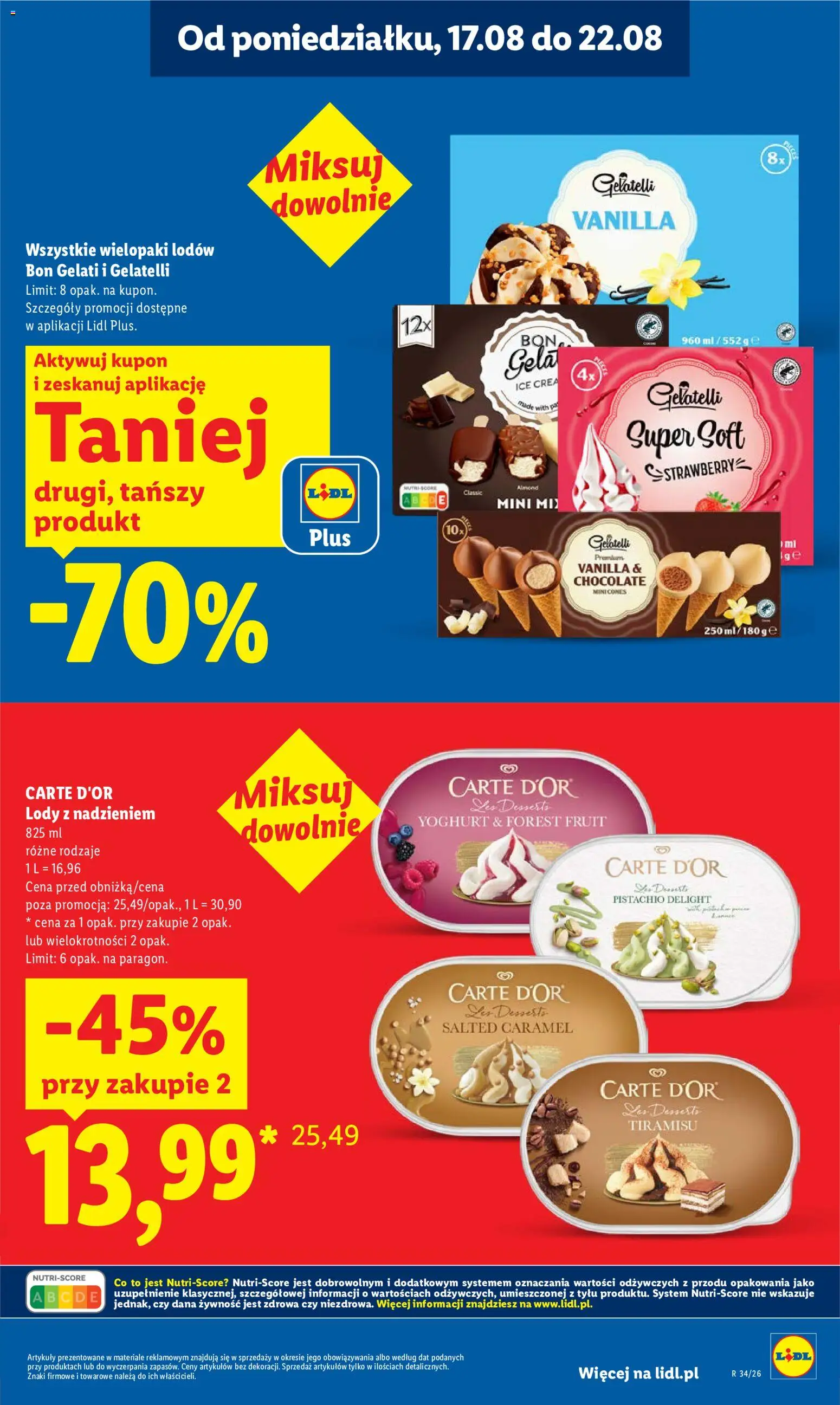 Lidl Polsko leták od 20.08.2026 | Strana: 21 | Produkty: Tiramisu, Bon Gelati, Carte d'or, Gelatelli