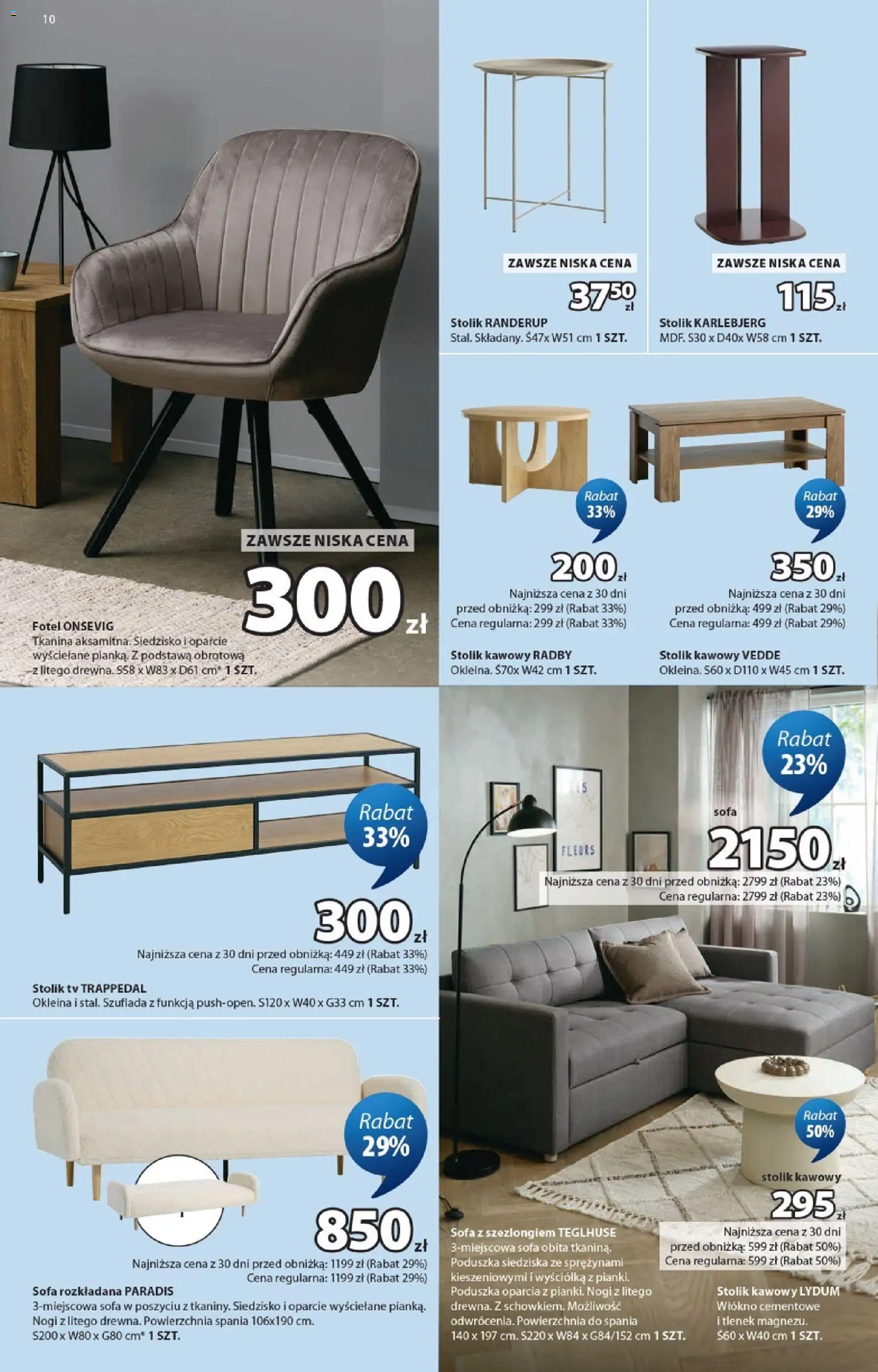 JYSK gazetka od 07.10.2026 | Strona: 10 | Produkty: Poduszka, Sofa, Fotel, Stolik kawowy