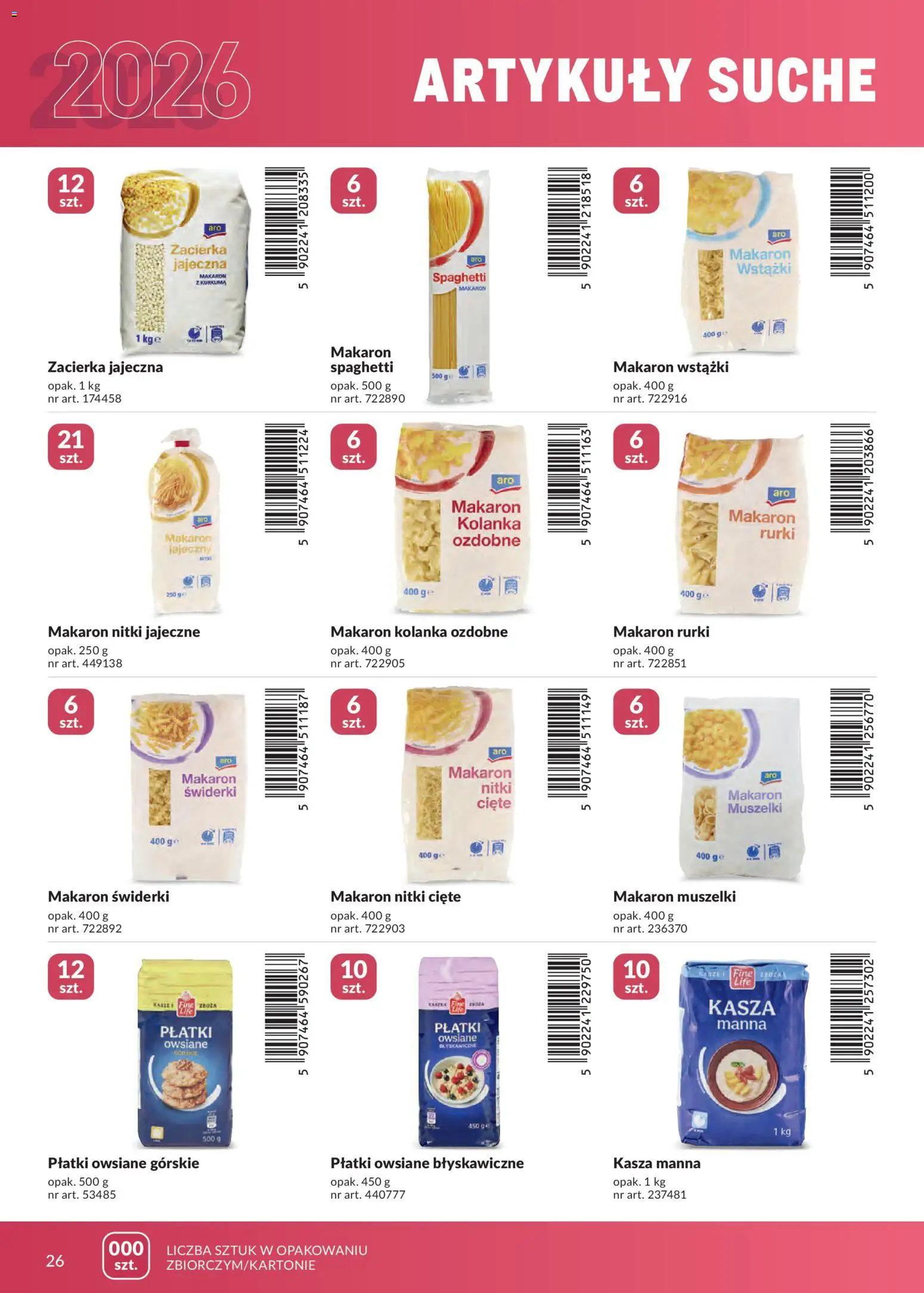 Makro gazetka - Marki własne dla Twojego sklepu od 23.04.2026 | Strona: 26 | Produkty: Makaron muszelki, Kasza, Kasza manna, Płatki owsiane błyskawiczne