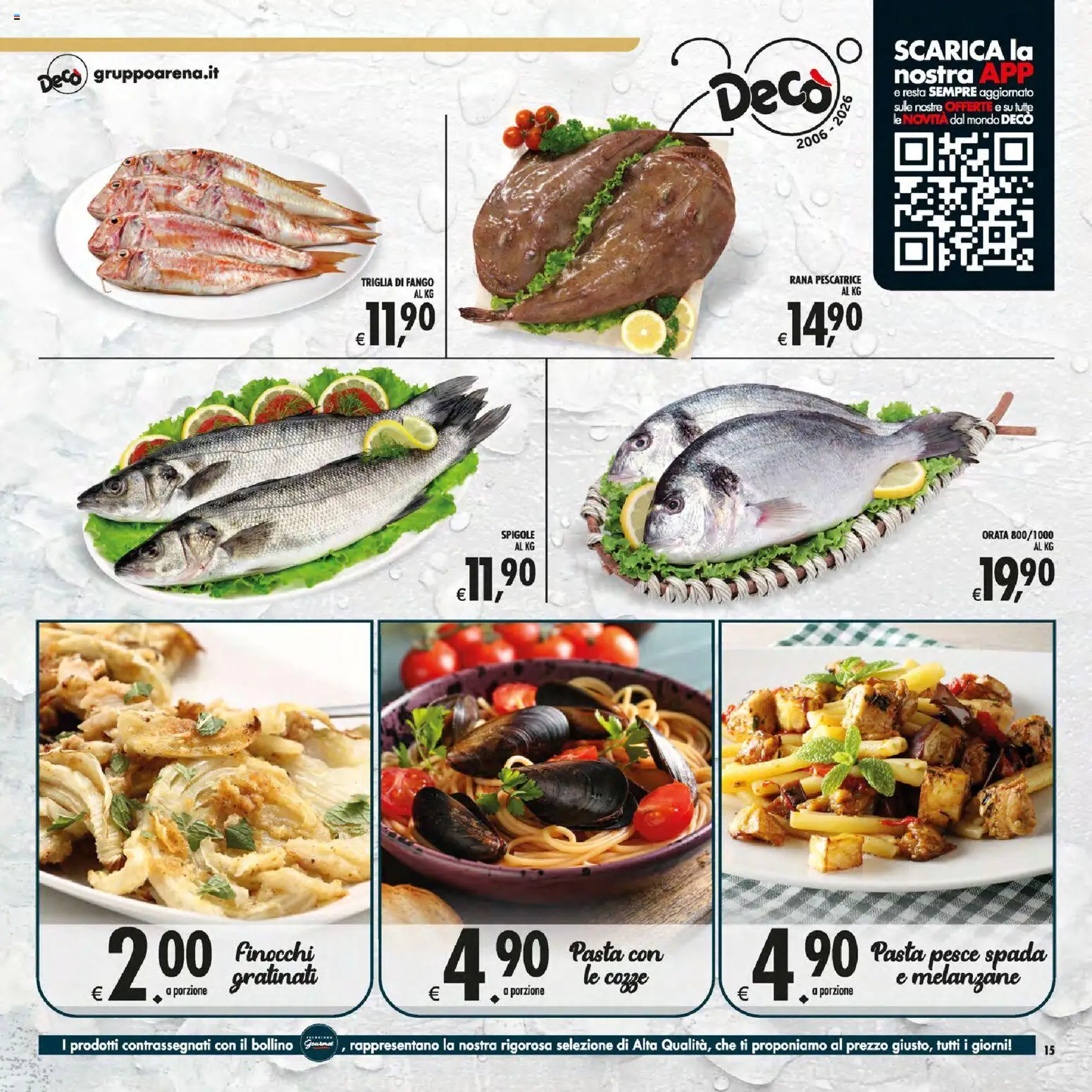 Volantino Decò del 21/08/2026 | Pagina: 15 | Prodotti: Pesce, Orata, Melanzane, Pesce spada