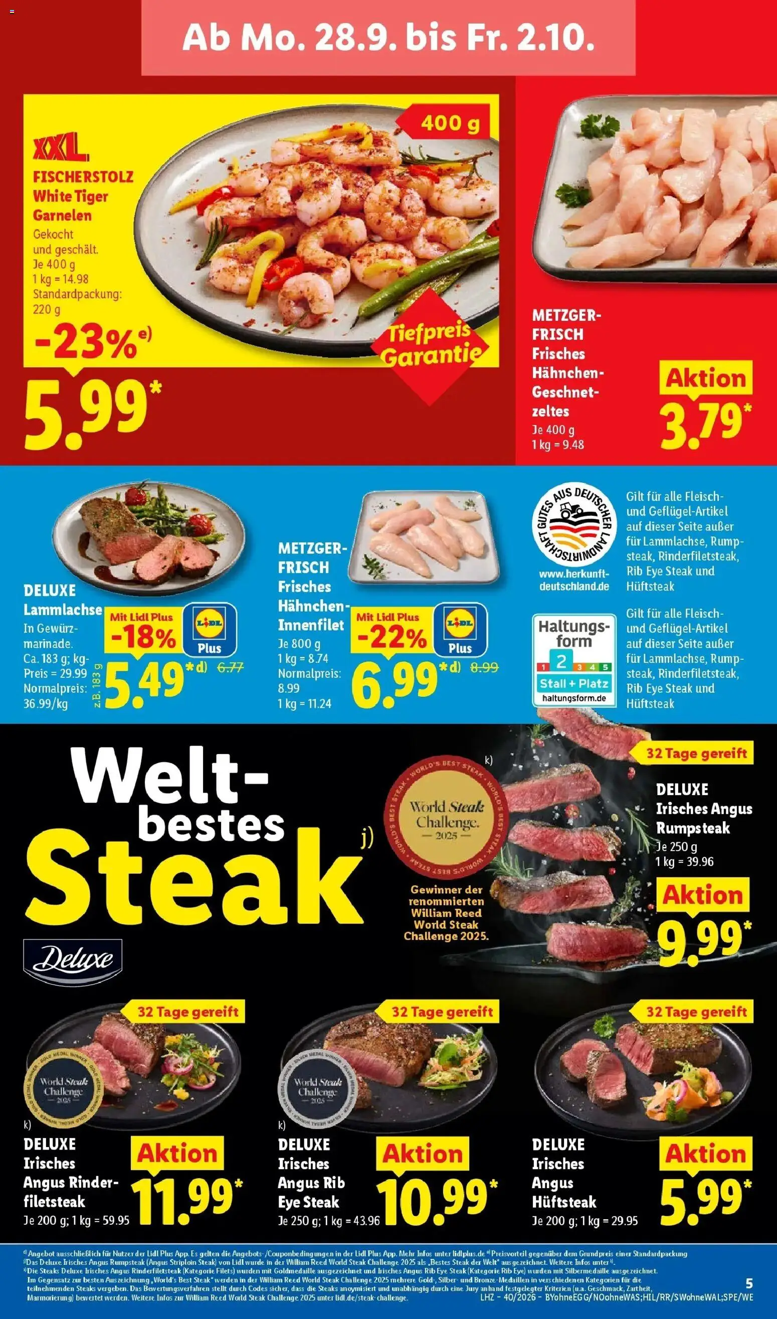 Lidl Prospekt Künzell (ab 28.09.2026) zum Blättern » Angebote | Seite: 11 | Produkte: Rumpsteak, Hahnchen, Tiger garnelen, Steak