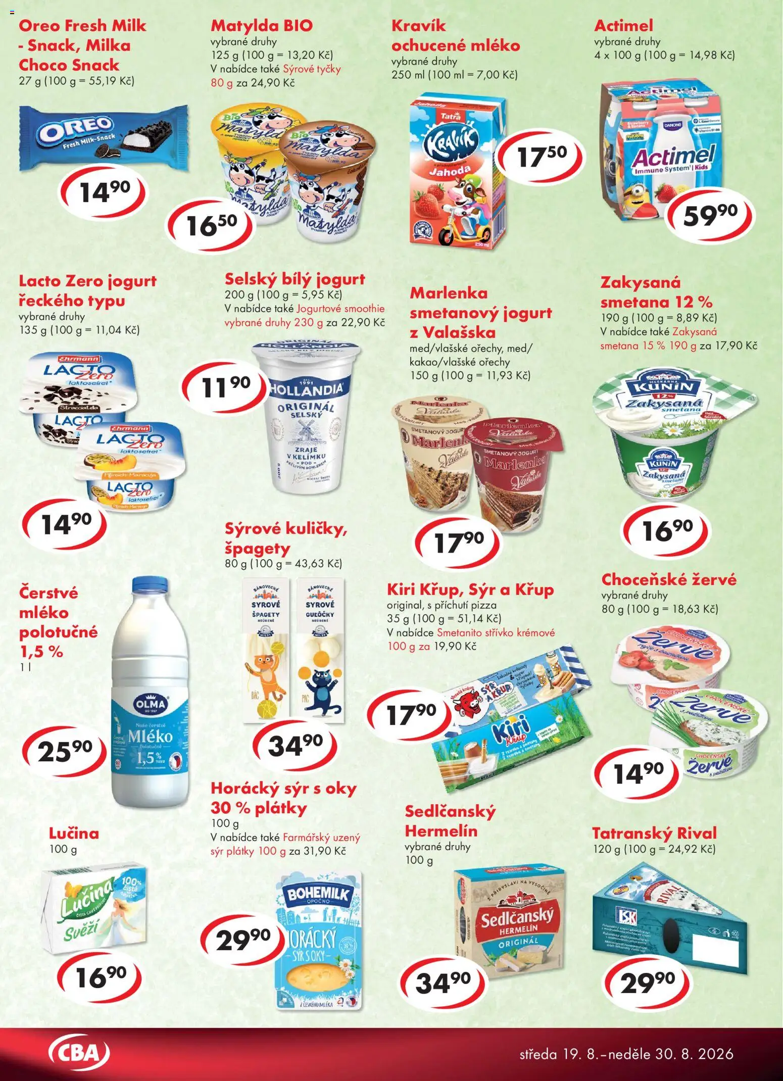 CBA leták od 19.08.2026 | Strana: 3 | Produkty: Jogurt, Žervé, Smoothie, Oreo