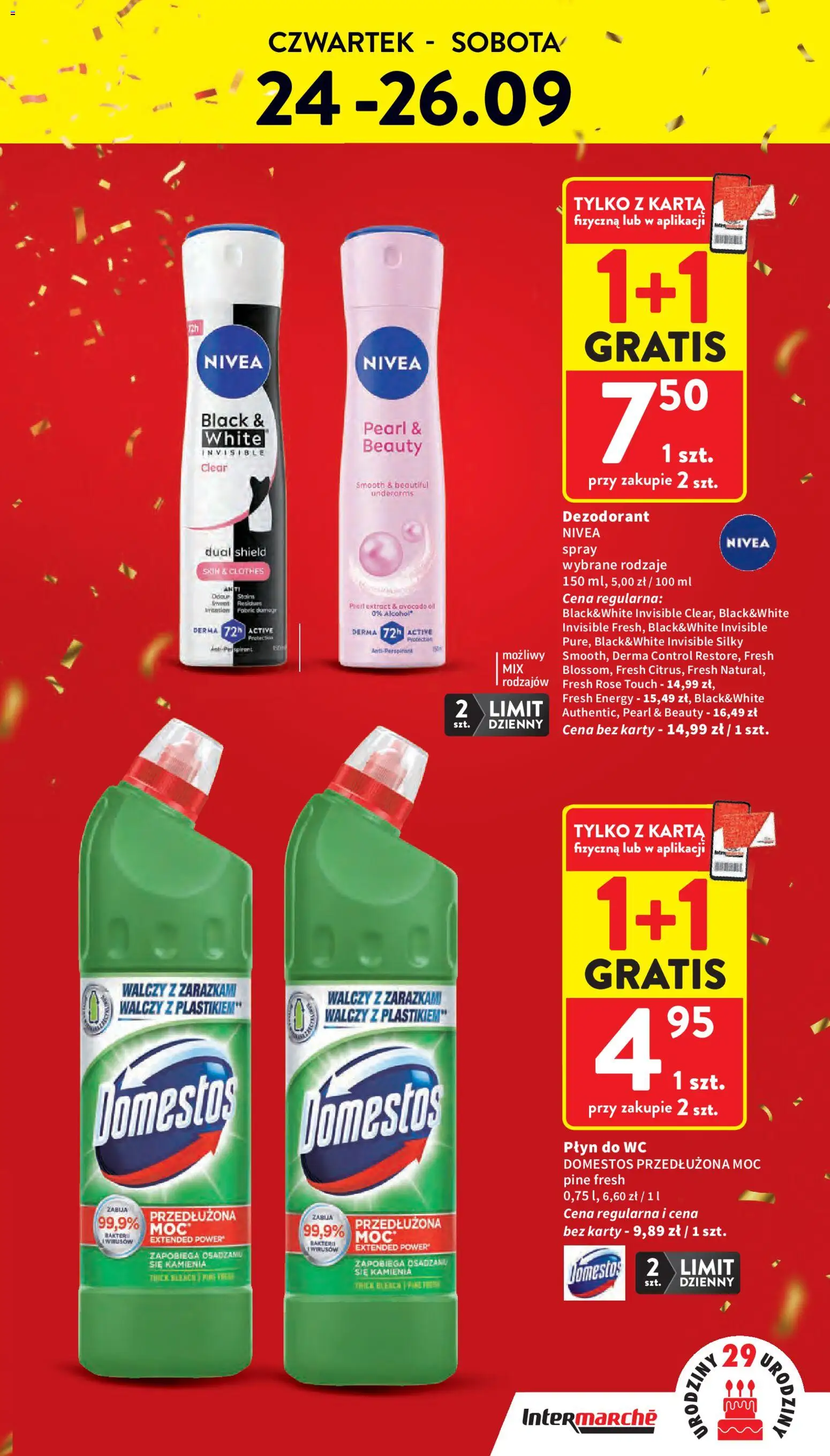 Intermarche gazetka od 24.09.2026 | Strona: 5 | Produkty: Karta, Domestos, Płyn do WC Domestos, Dezodorant