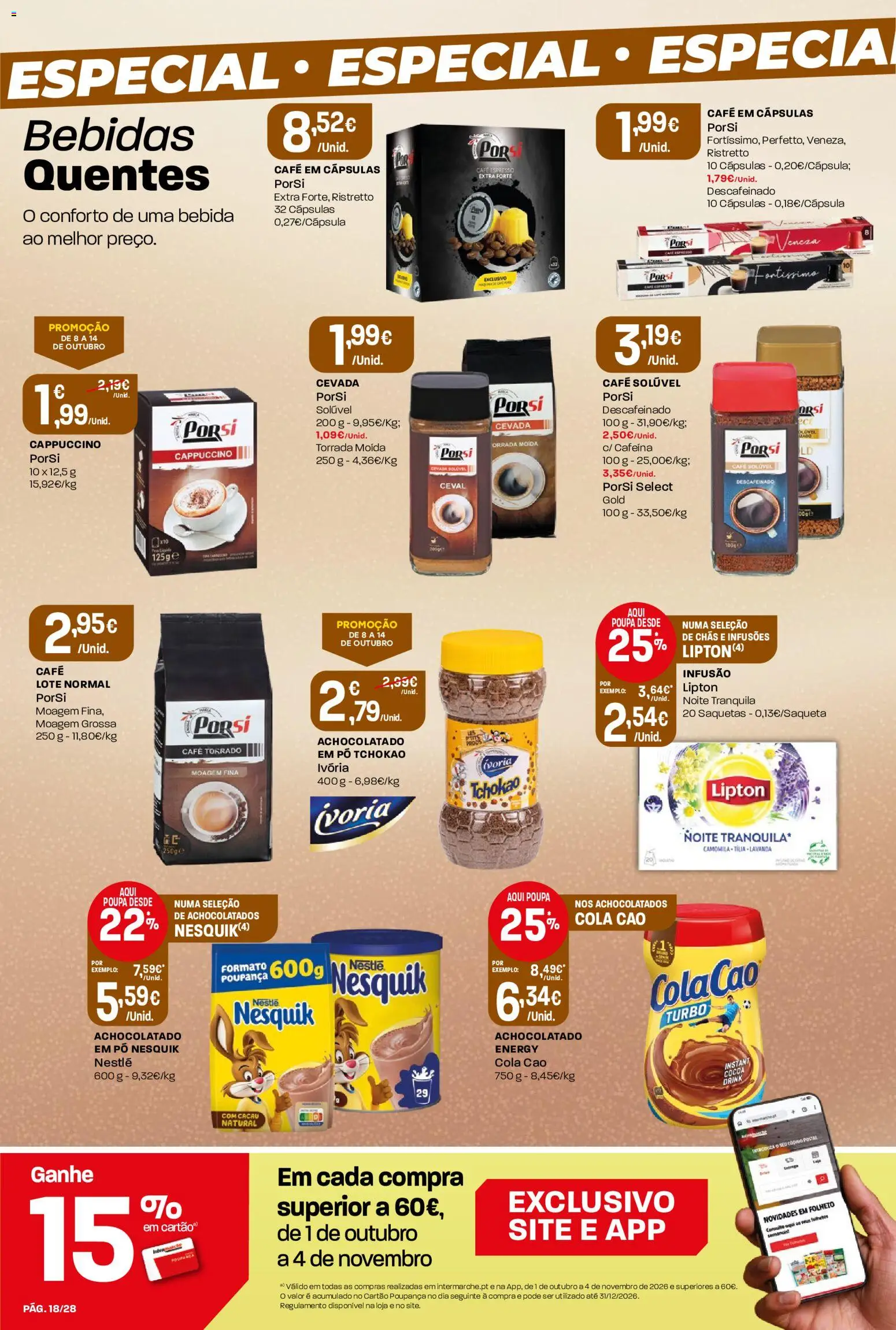 Intermarché folheto Contact │ válido de 08/10/2026 | Página: 18 | Produtos: Pó, Bebidas, Café solúvel, Cappuccino