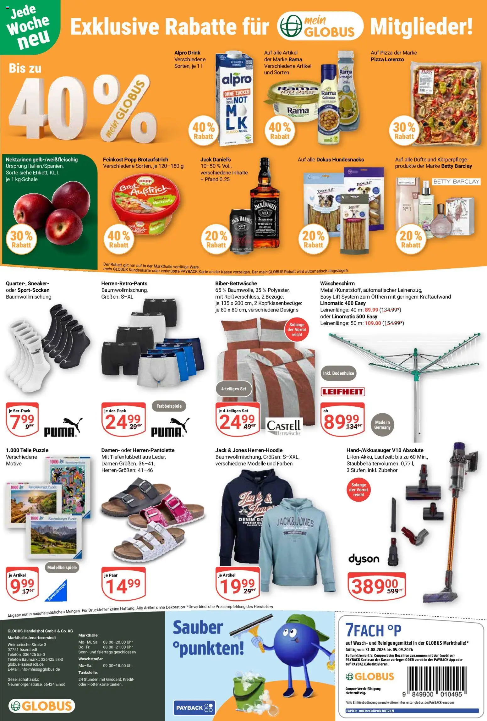 Globus Prospekt – gültig ab 31.08.2026 | Seite: 28 | Produkte: Dyson, Rama, Jack Daniel's, Alpro