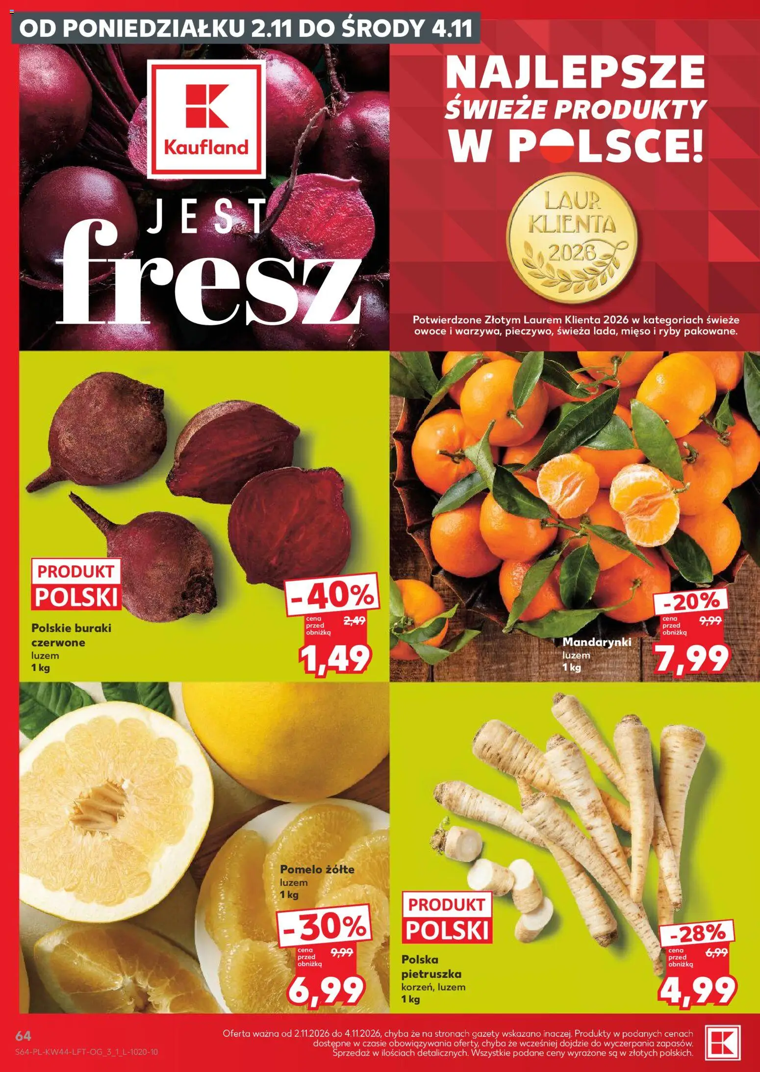 Kaufland Polsko leták od 29.10.2026 | Strana: 64 | Produkty: Pomelo, Ryby