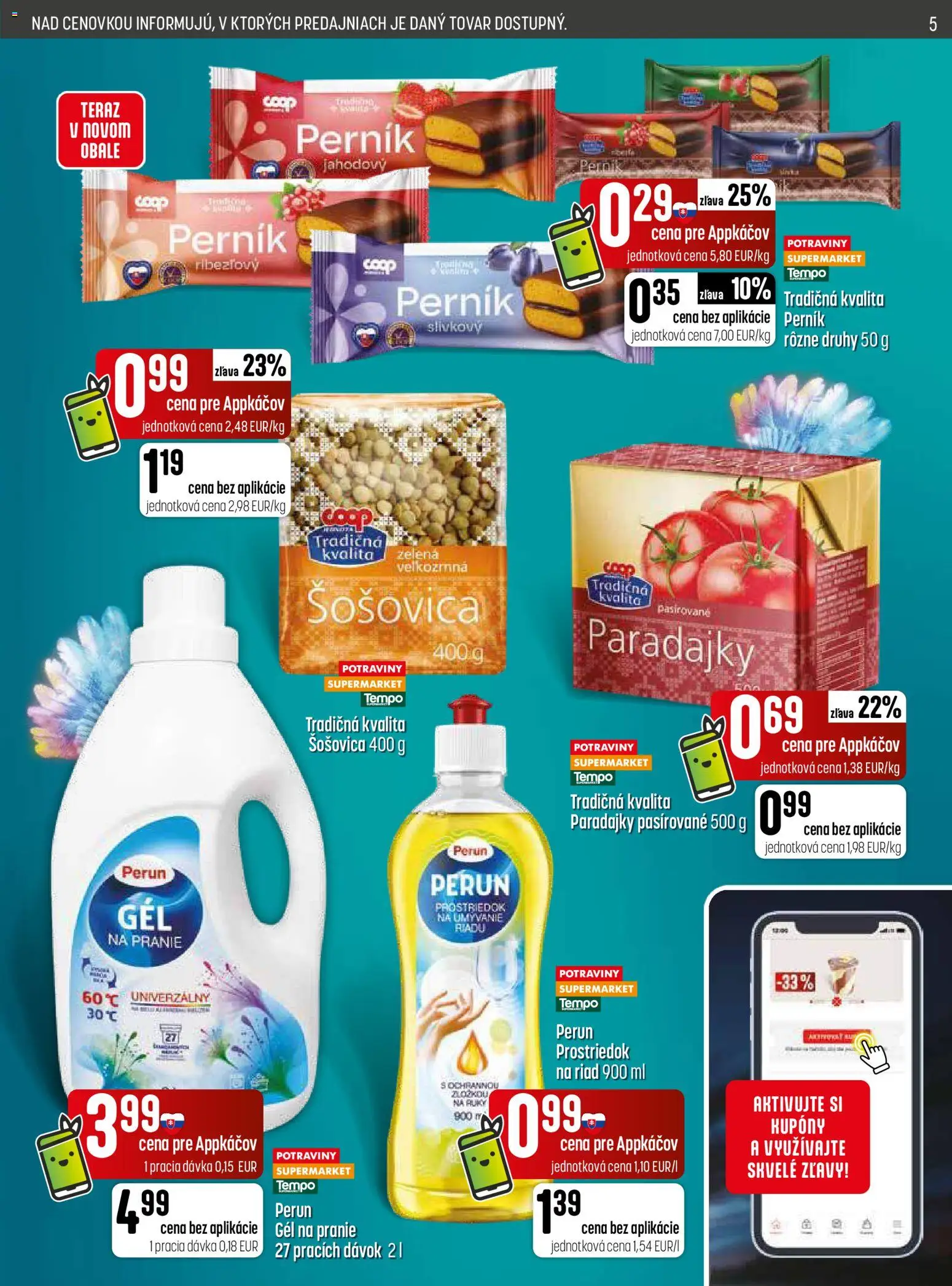 Nové COOP Jednota akcie – leták je platný od 20.08.2026 | Strana: 5 | Produkty: Riad, Paradajky, Šošovica, Gél na pranie