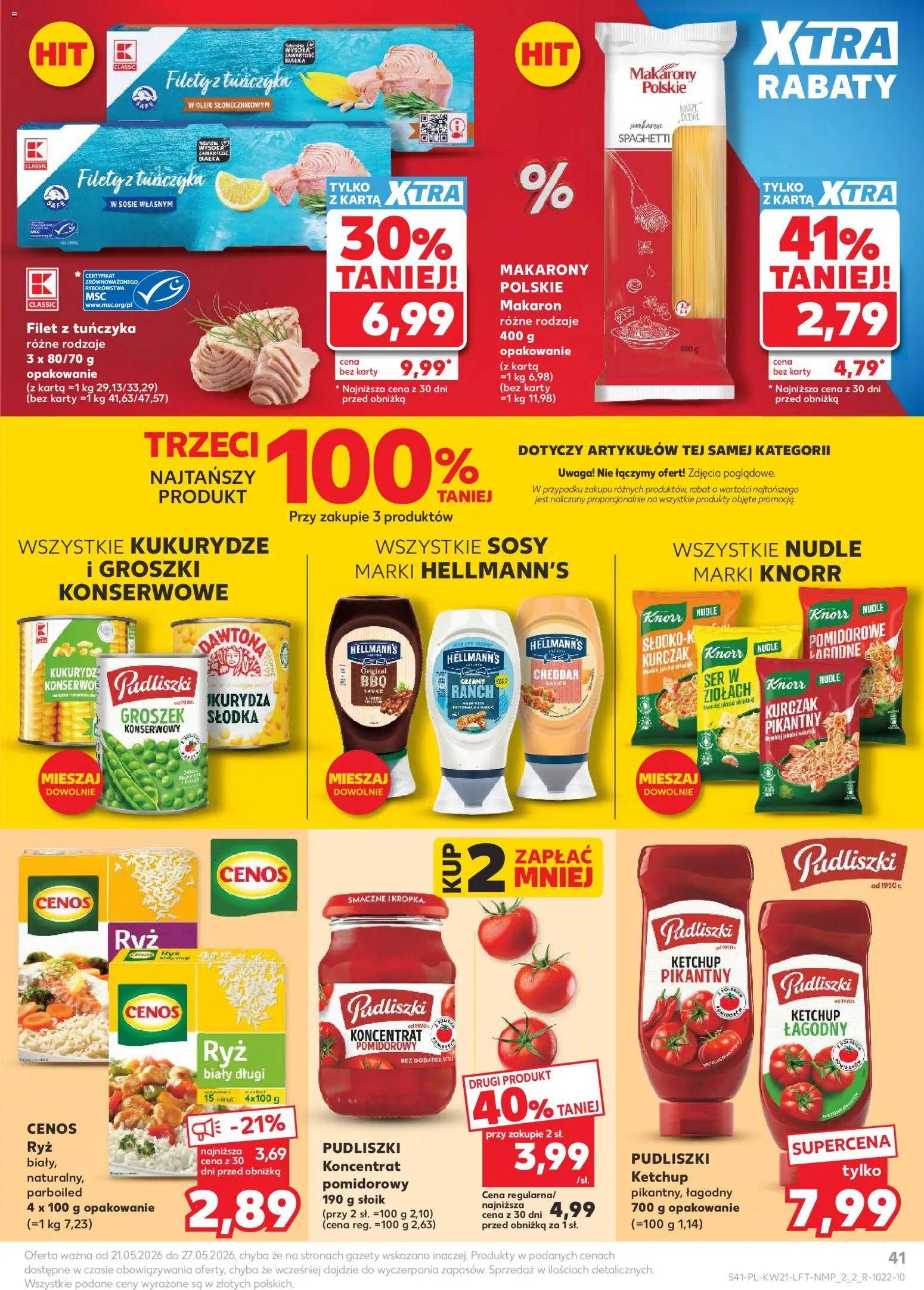 Kaufland Polsko leták od 21.05.2026 | Strana: 41 | Produkty: Hellmann's, Filet, Makarony, Cheddar