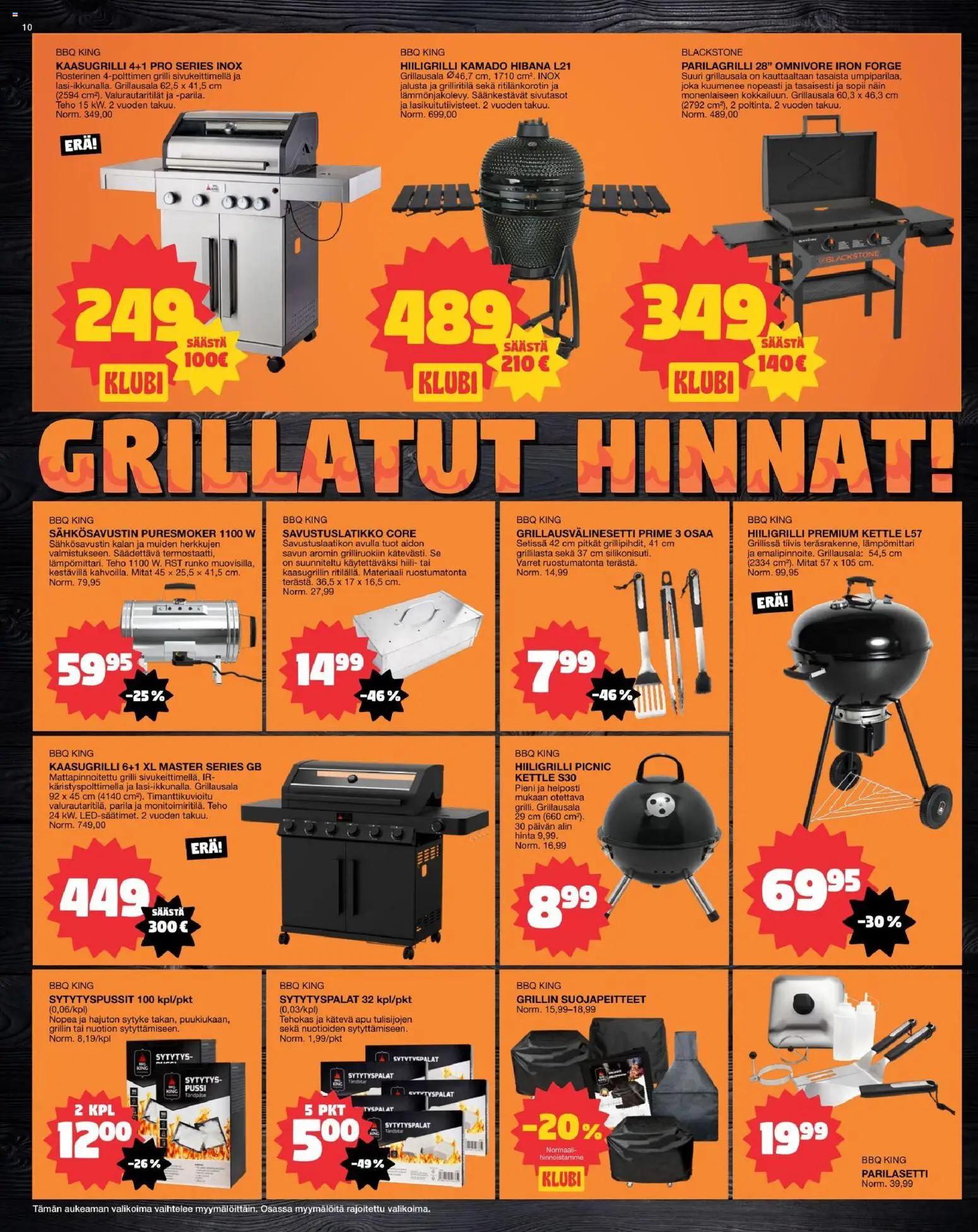 Tokmanni tarjoukset – voimassa 06/07/2026 alkaen | Sivu: 10 | Tuotteet: Grilli, Lämpömittari, Kaasugrilli, Hiiligrilli