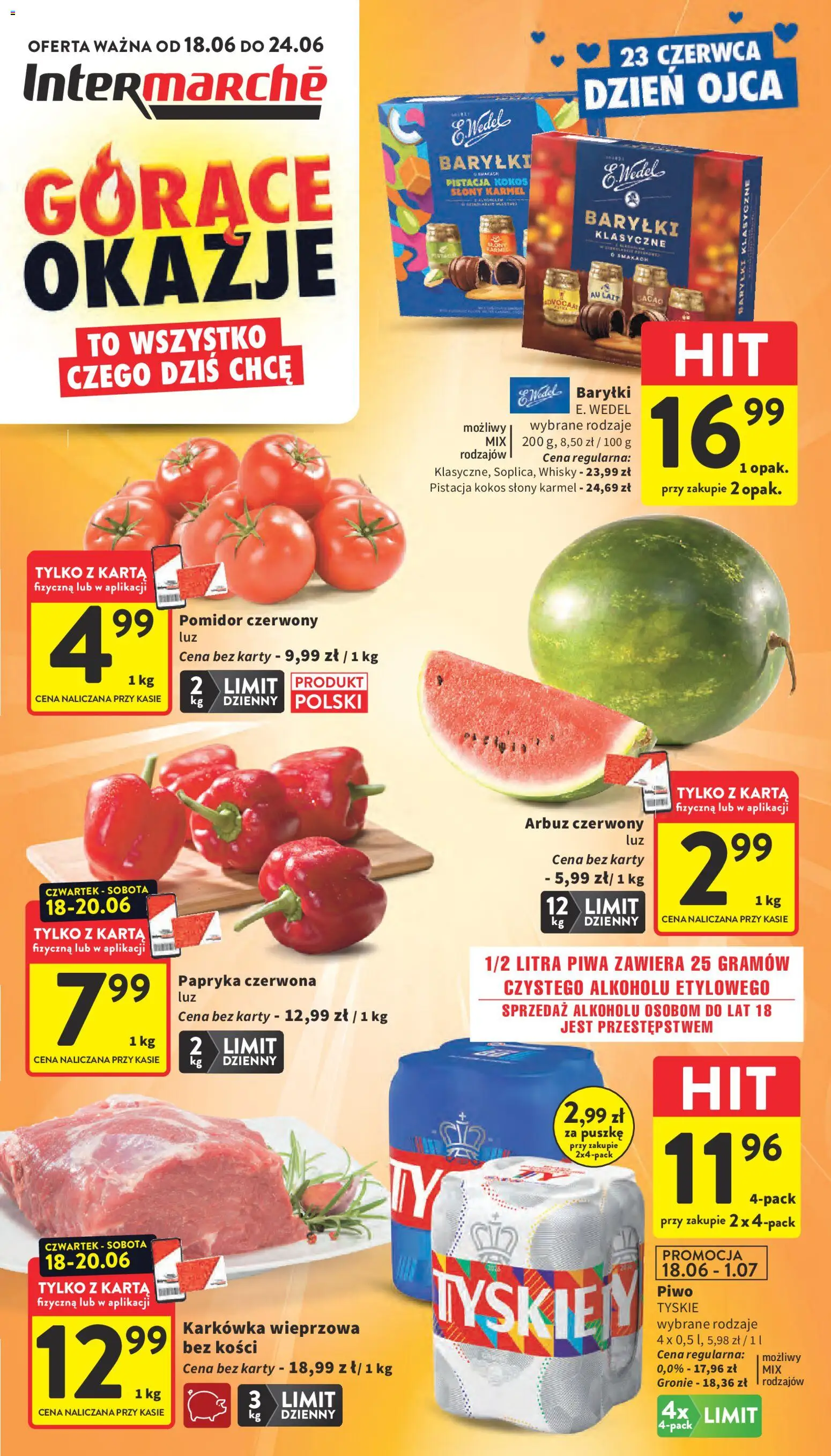 Intermarche gazetka od 18.06.2026 | Strona: 1 | Produkty: Papryka, Tyskie, Piwo, Whisky