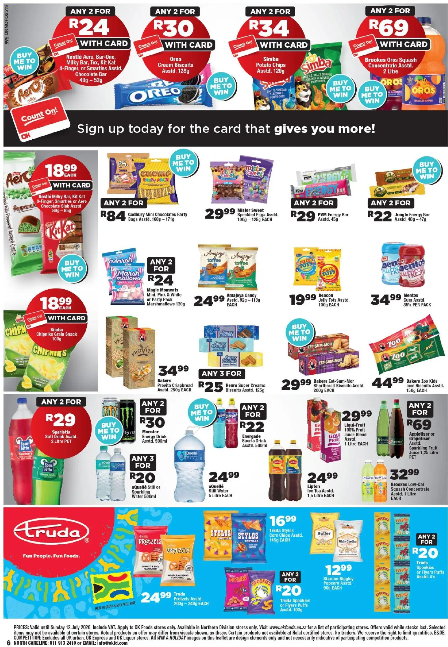 New OK Foods catalogue – valid from 24/06/2026 | Page: 6 | Products: Milk, Biscuits, Tea, Water