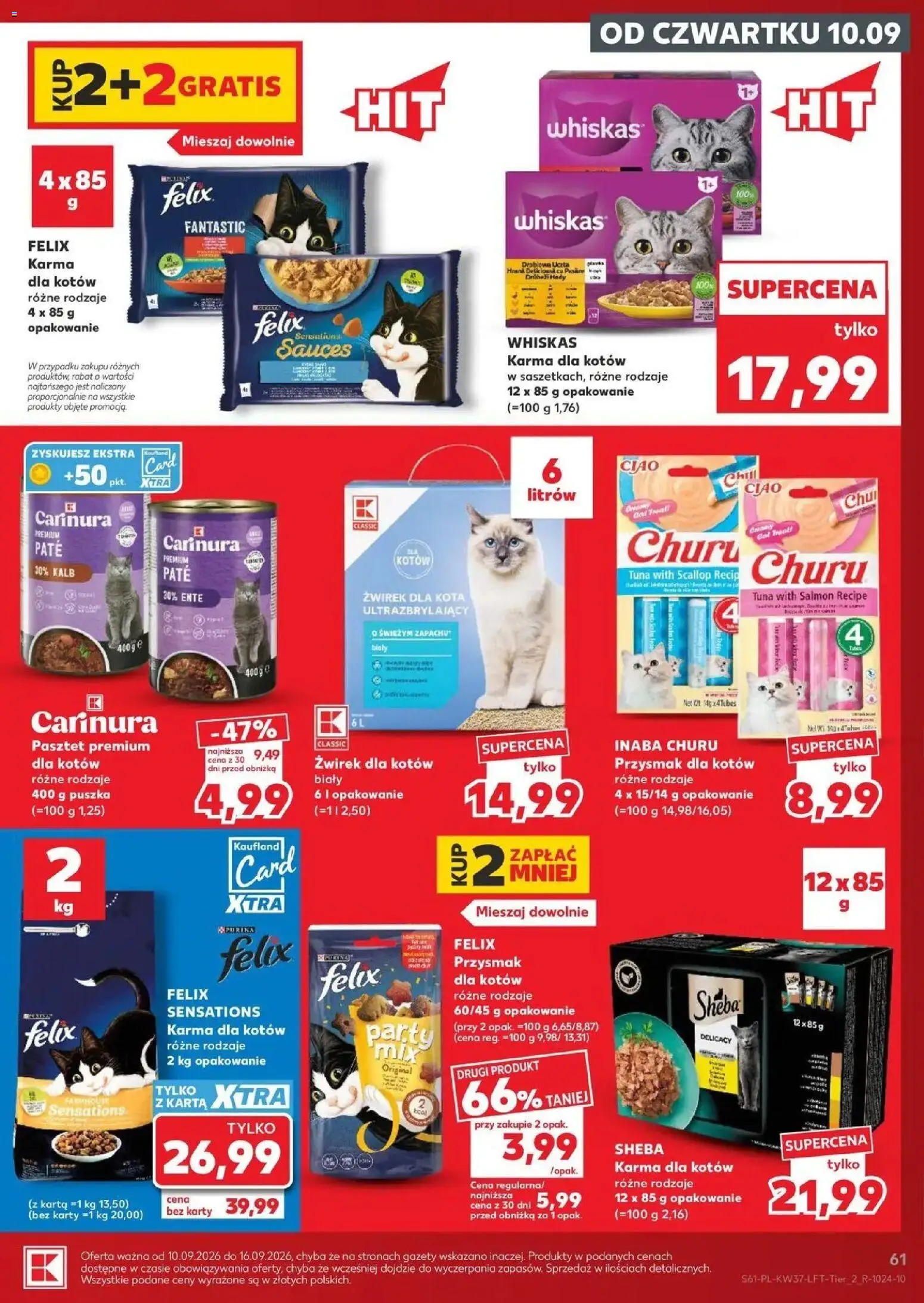 Kaufland gazetka od 10.09.2026 - od jutra PDF | Strona: 61 | Produkty: Karta, Gazety, Karma, Żwirek dla kotów