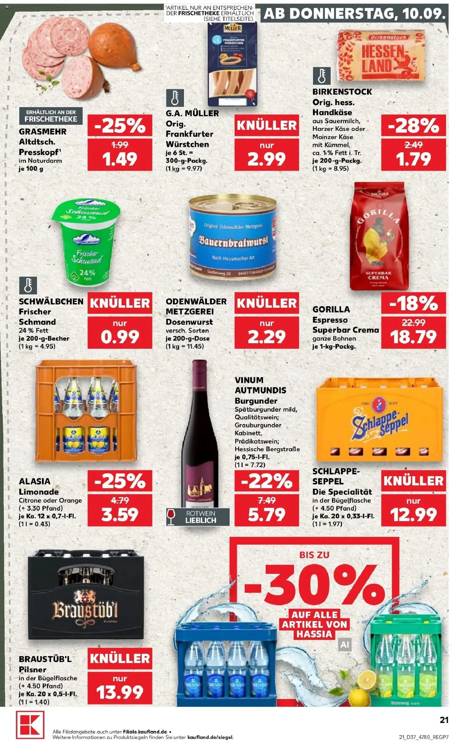 Prospekt Kaufland ab 07.09.2026 » Angebote Online zum Blättern | Seite: 30 | Produkte: Käse, Rotwein, Limonade