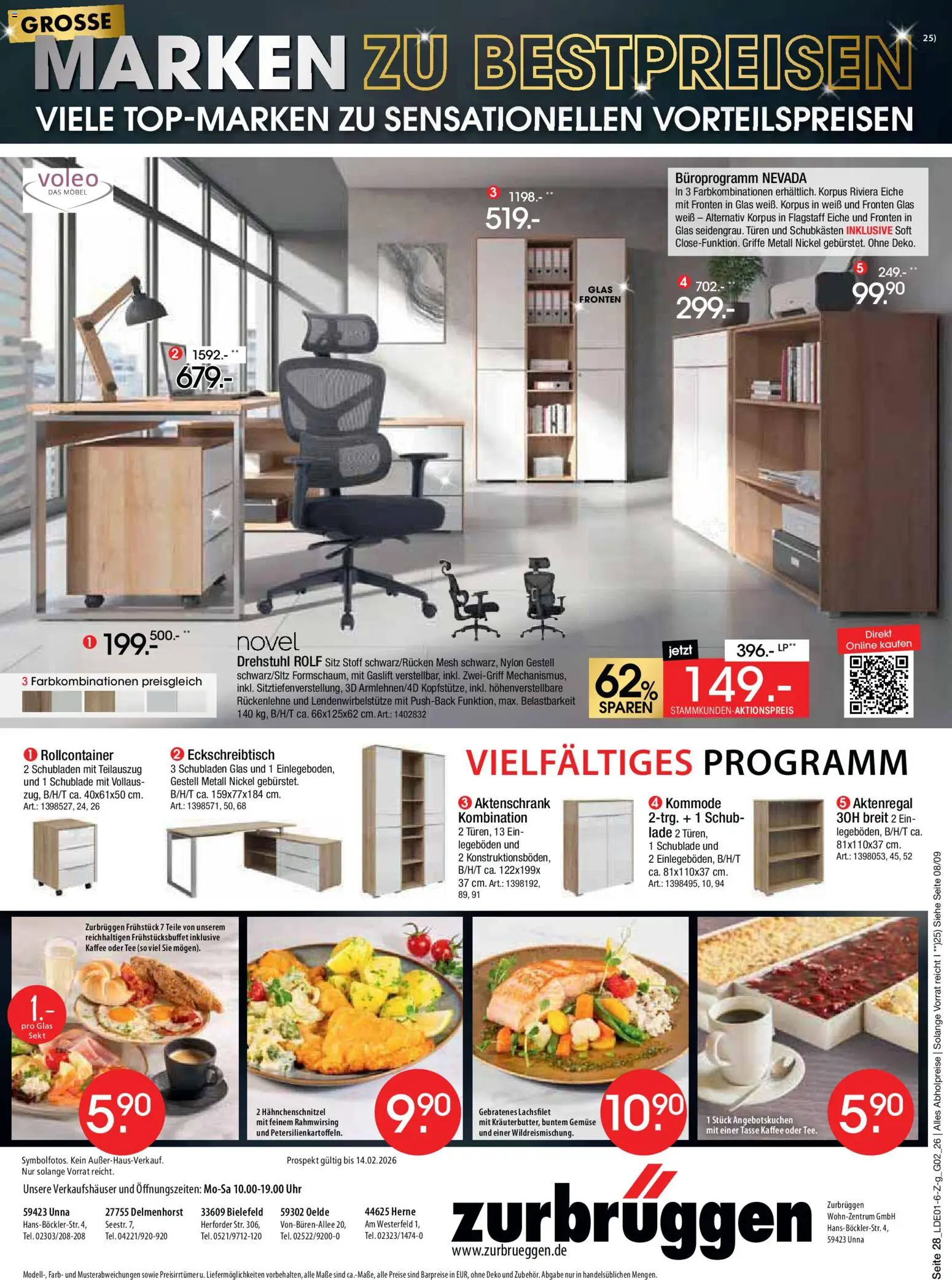 Zurbrüggen Große Marken-Sensation – gültig ab 31.01.2026 | Seite: 44 | Produkte: Kommode, Kaffee, Sekt, Aktenregal