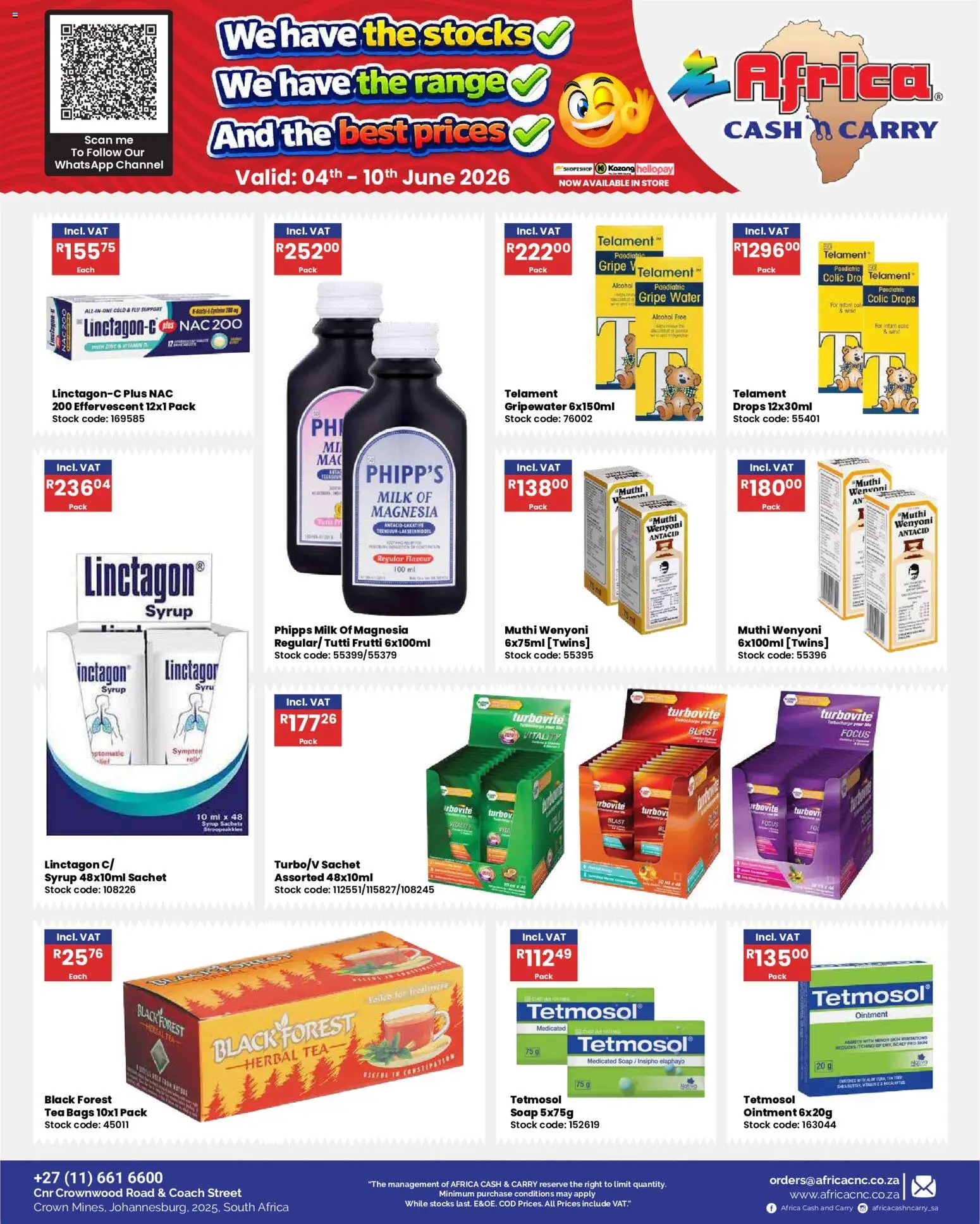 New Africa Cash & Carry catalogue – valid from 04.06.2026 | Page: 69 | Products: Milk, Syrup, Soap, Water