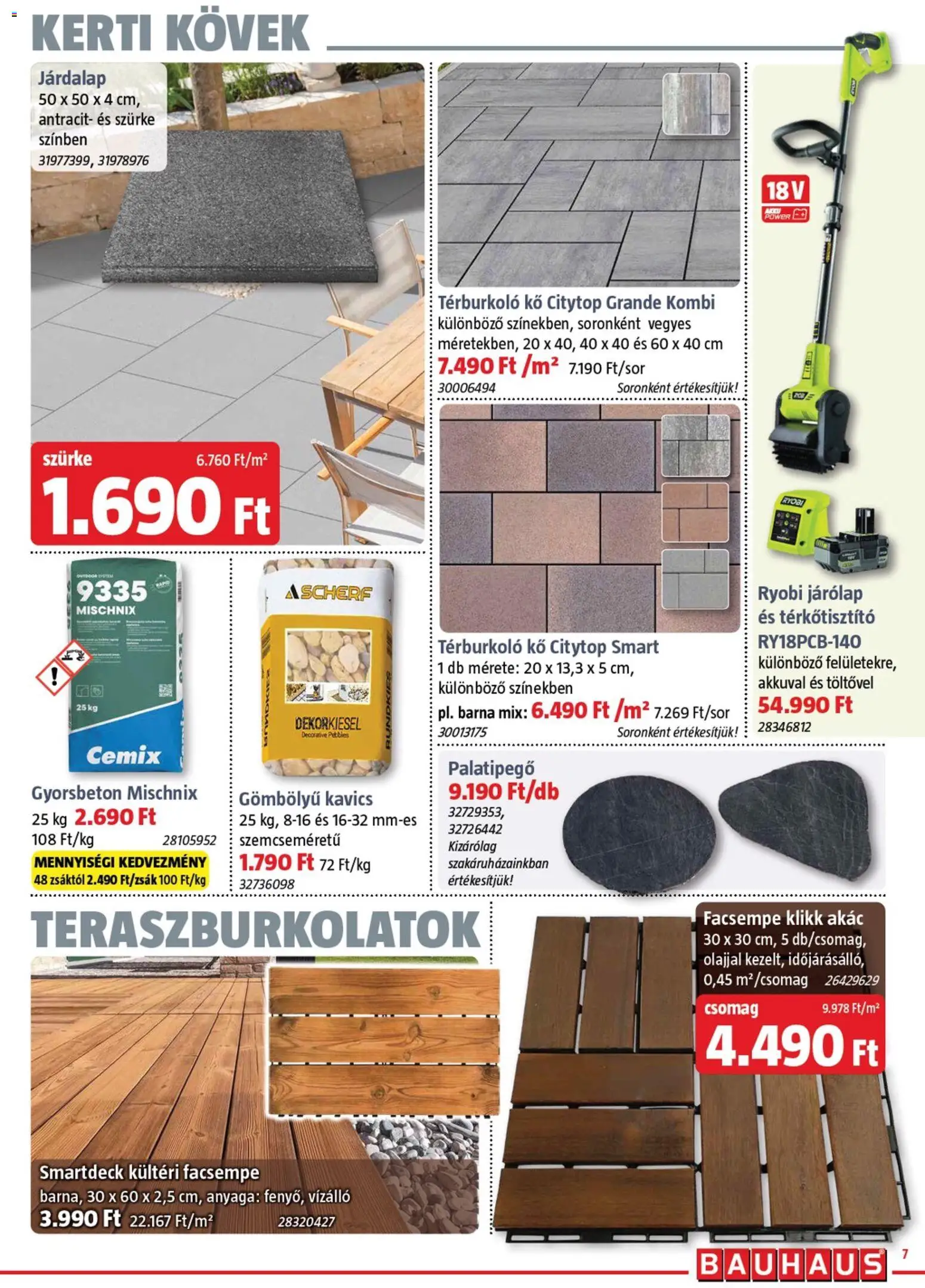 Bauhaus akciós ujság - amely érvényes a következő dátumtól: 11.05.2026 | Oldal: 7 | Termékek: Kavics, Járólap