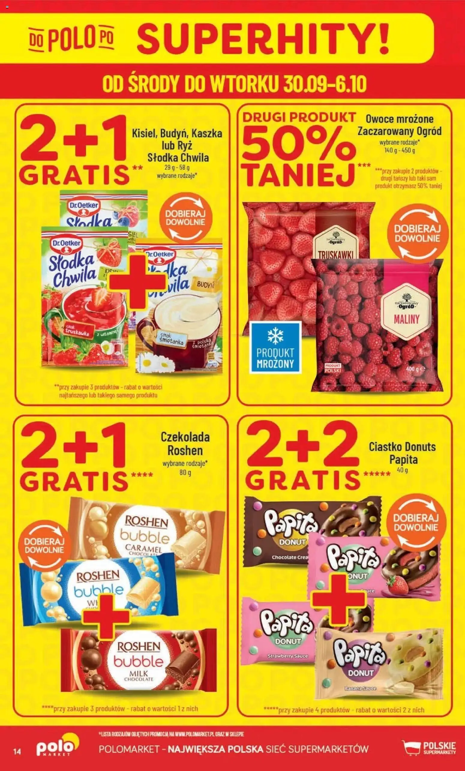 Nowa POLOmarket gazetka od jutra 30.09.2026 | Strona: 14 | Produkty: Donut, Ryż, Truskawki, Owoce