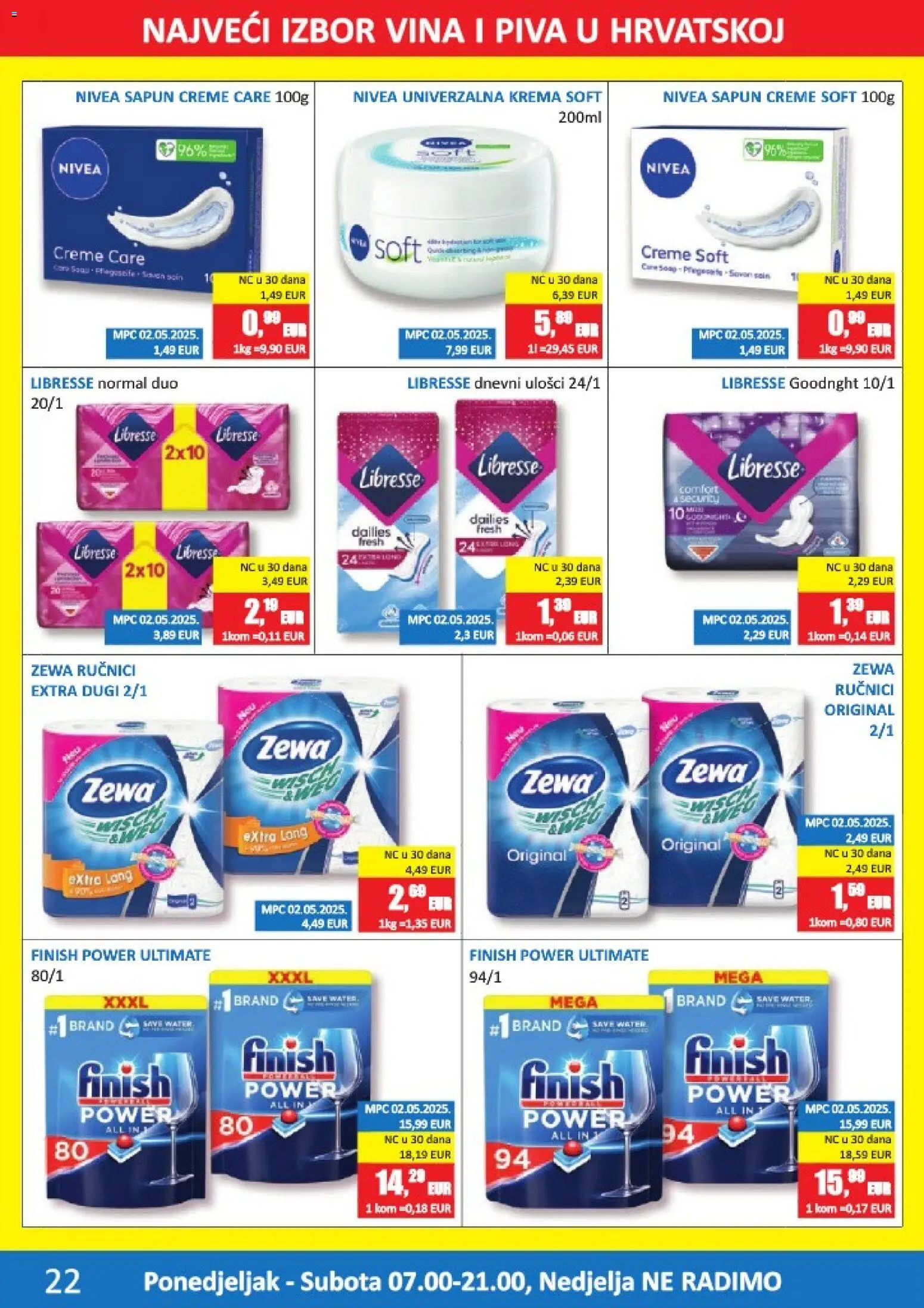 Vrutak katalog | vrijedi od 11.05.2026 | Stranica: 22 | Proizvodi: Dnevni ulošci, Sapun, Zewa, Nivea